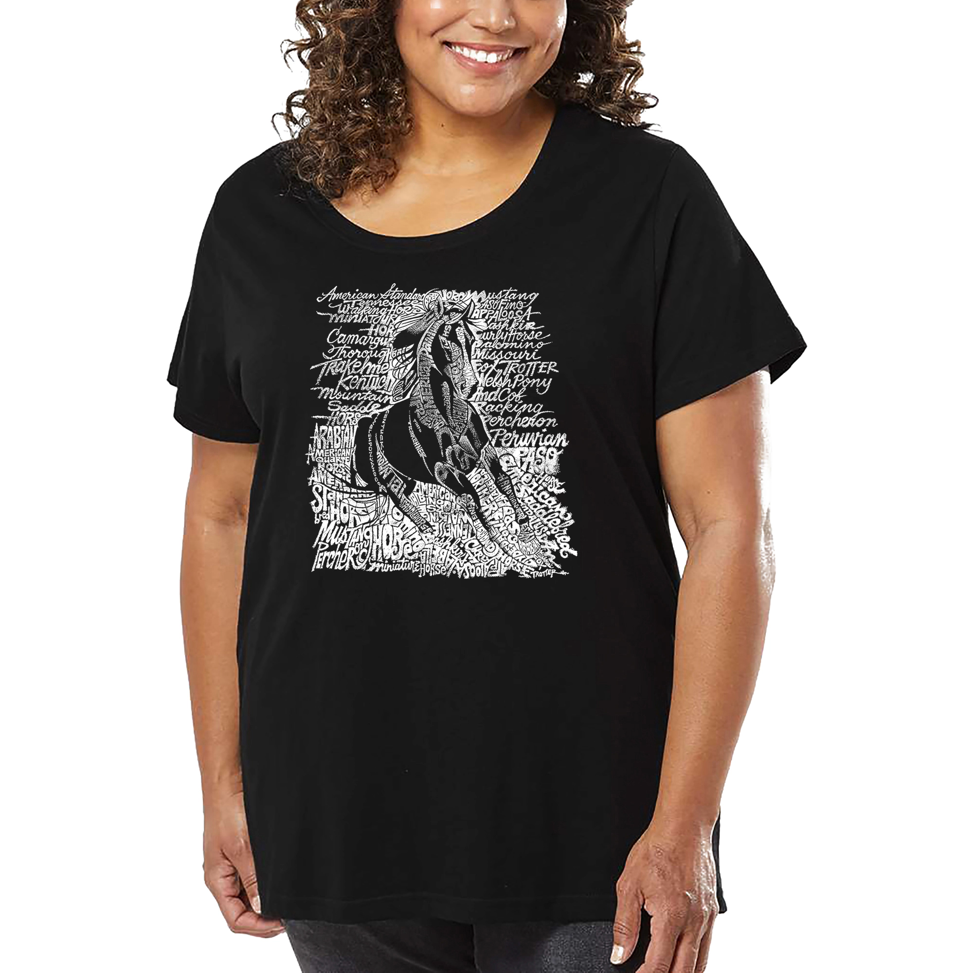 LA Pop Art Women's Plus Word T-Shirt - POPULAR HORSE BREEDS