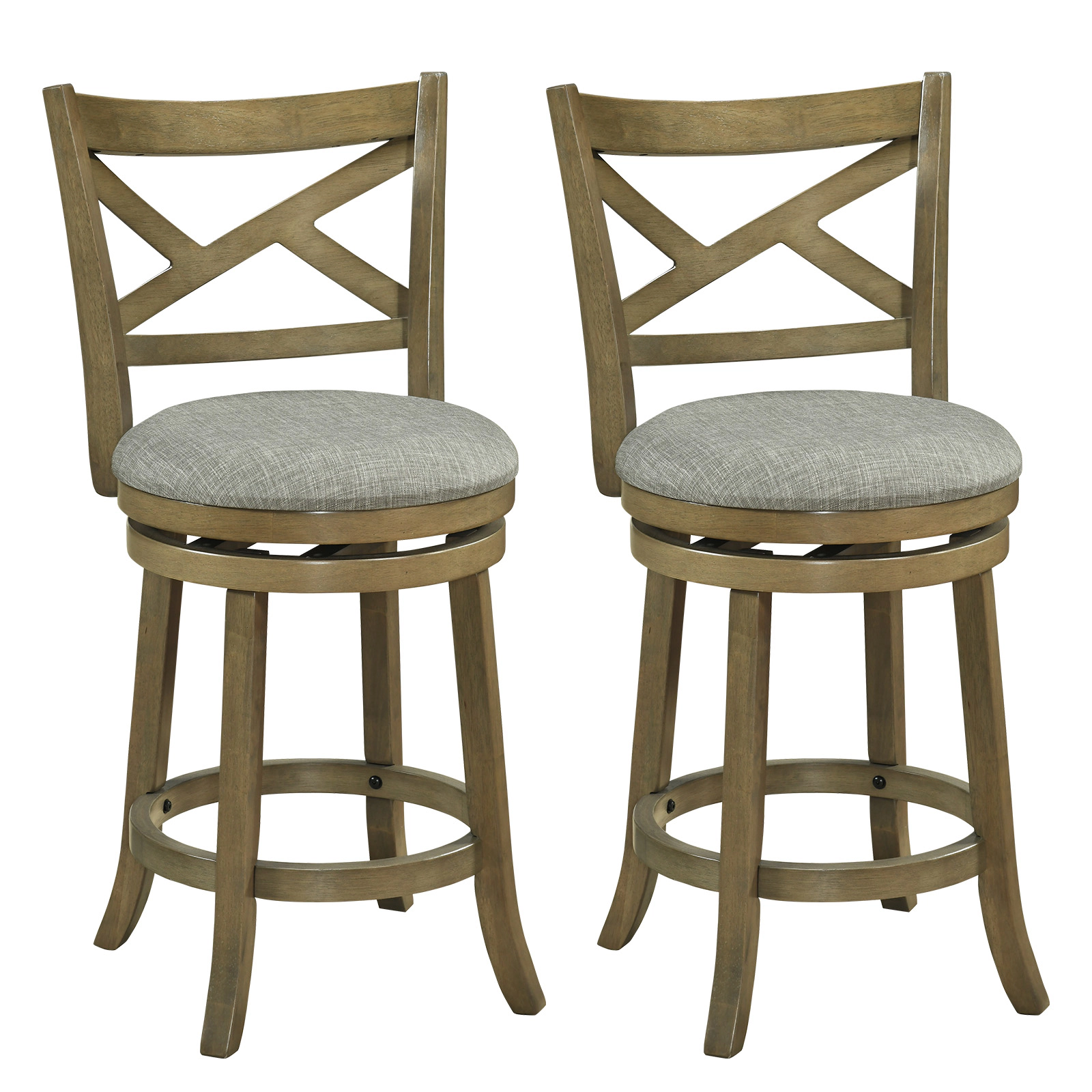Hivvago Swivel Bar Stools Set of 2 with Hollow Back and Soft-padded Seat-27 Inch
