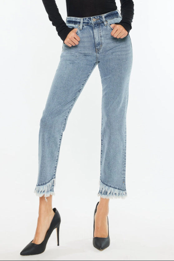 KanCan Women's Essentials High Rise Straight Fit Leg Jeans Clover