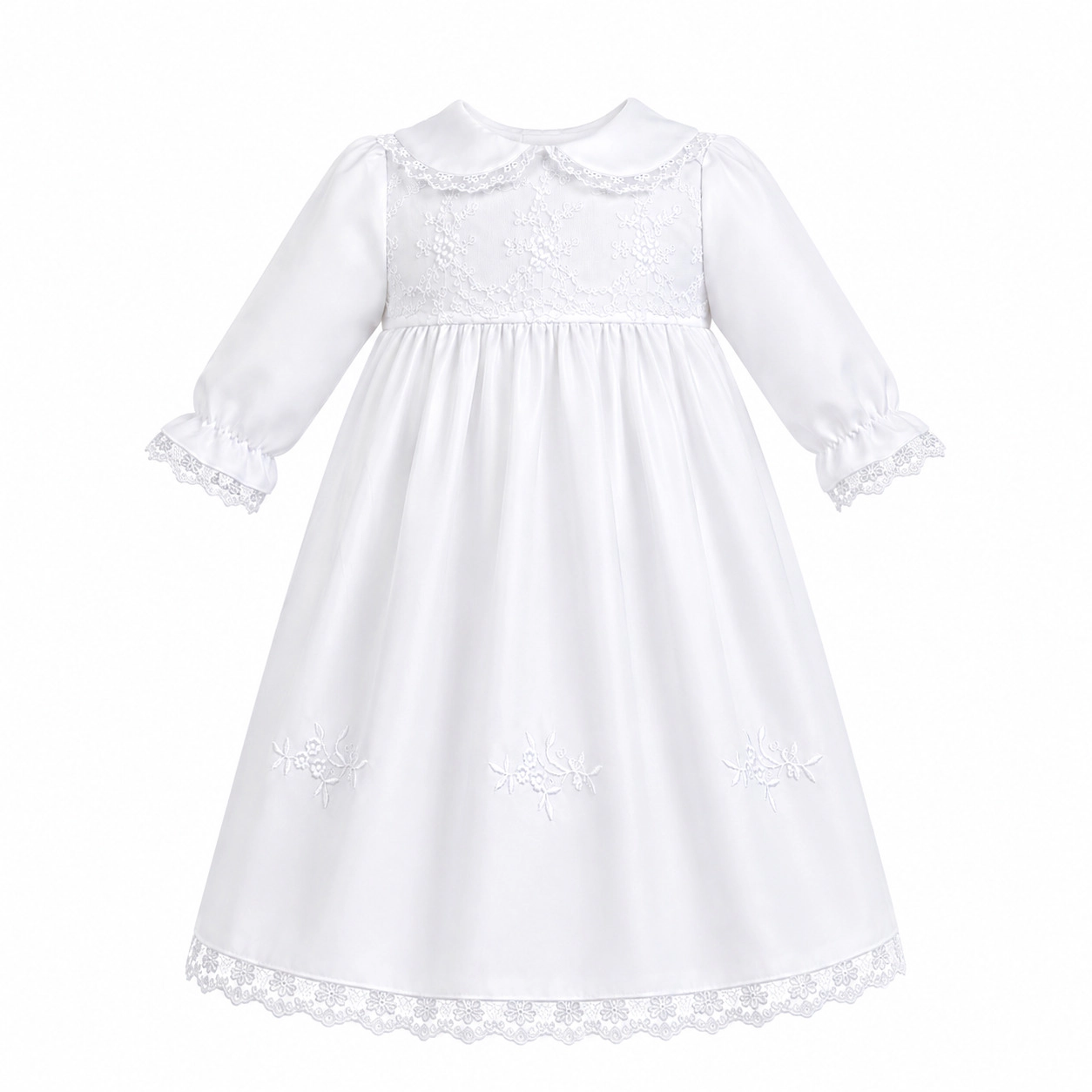 Laurenza's Baby Girls Long Sleeve Baptism Gown