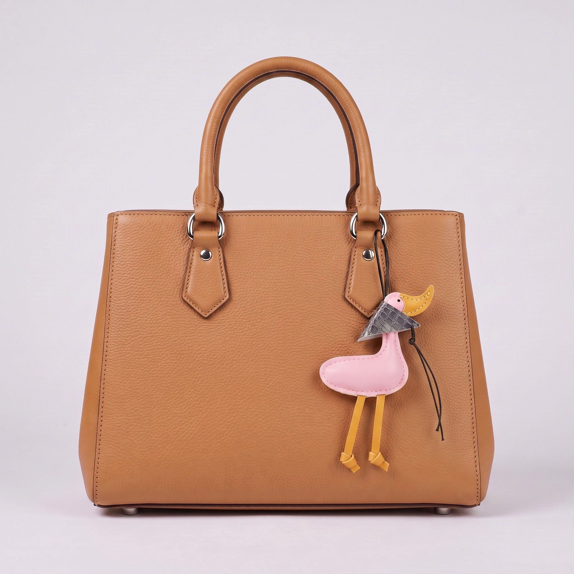 Alilang Women's Duck Bag Charm with Beak and Patterned Scarf Accent