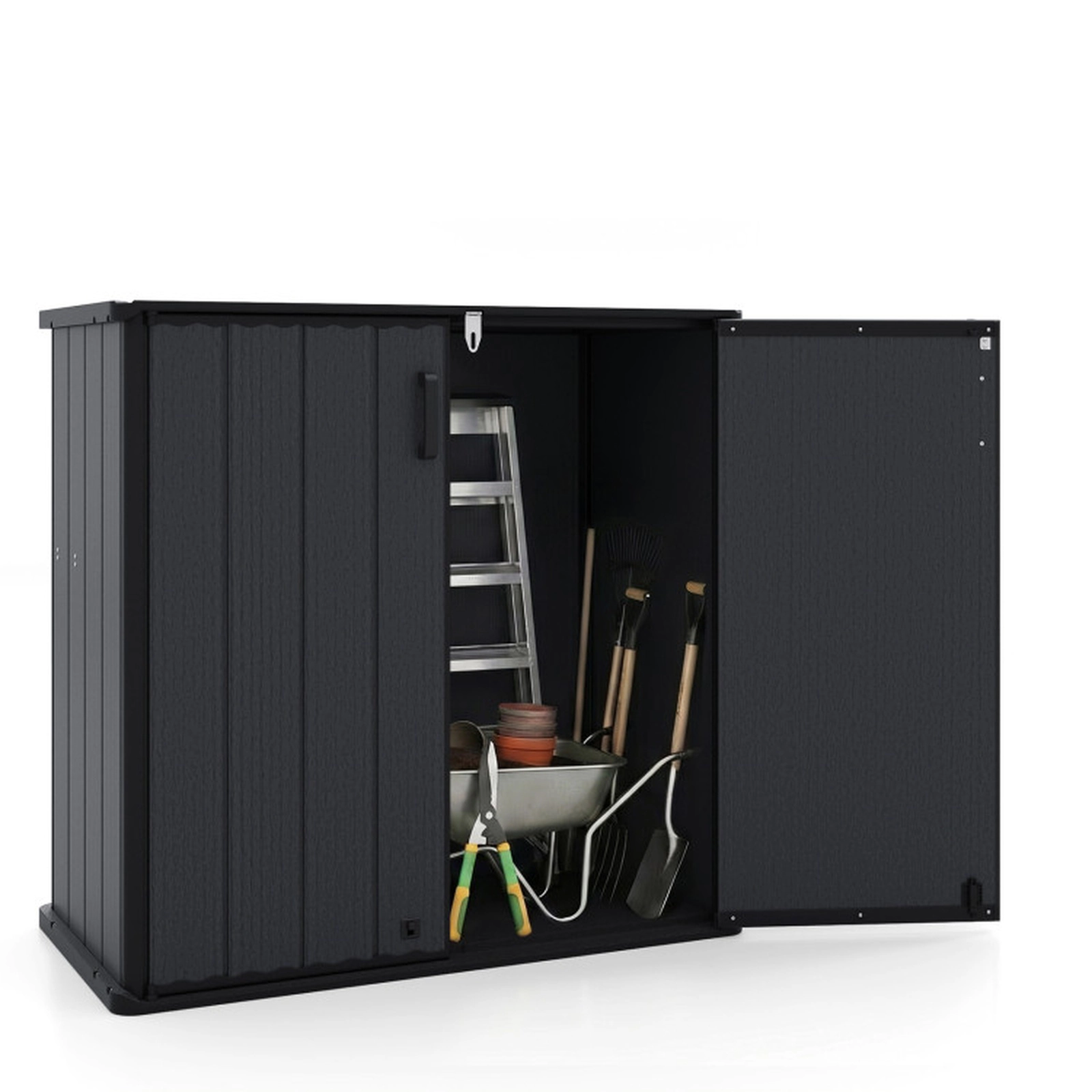SUGIFT 23.5-Cu-Ft Lockable Built-In Floor HDPE All-Weather Outdoor Storage Box 47-in x 25.5-in x 46-in 330-lb Black