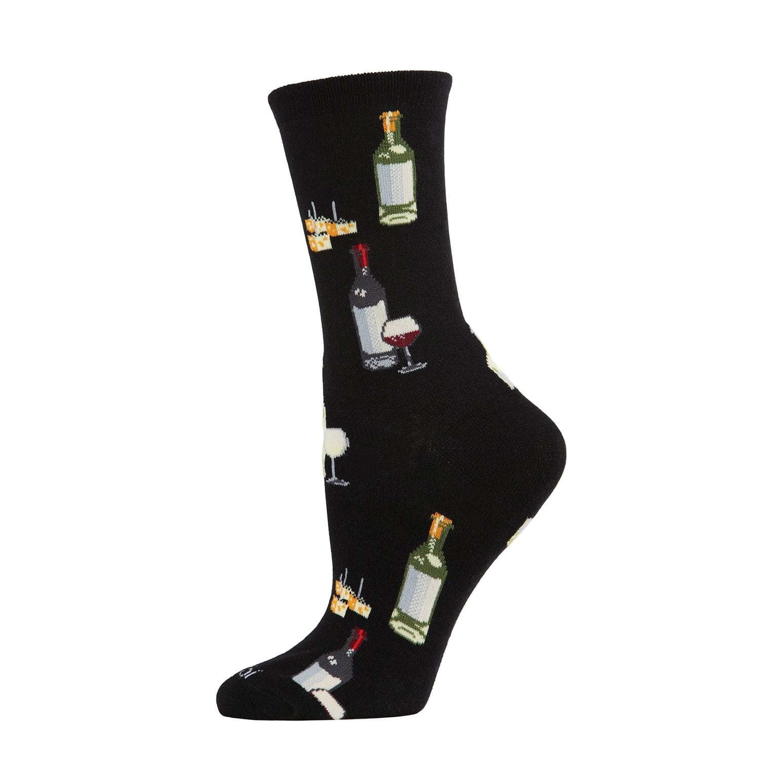 MeMoi Wine and Cheese Bamboo Blend Crew Socks
