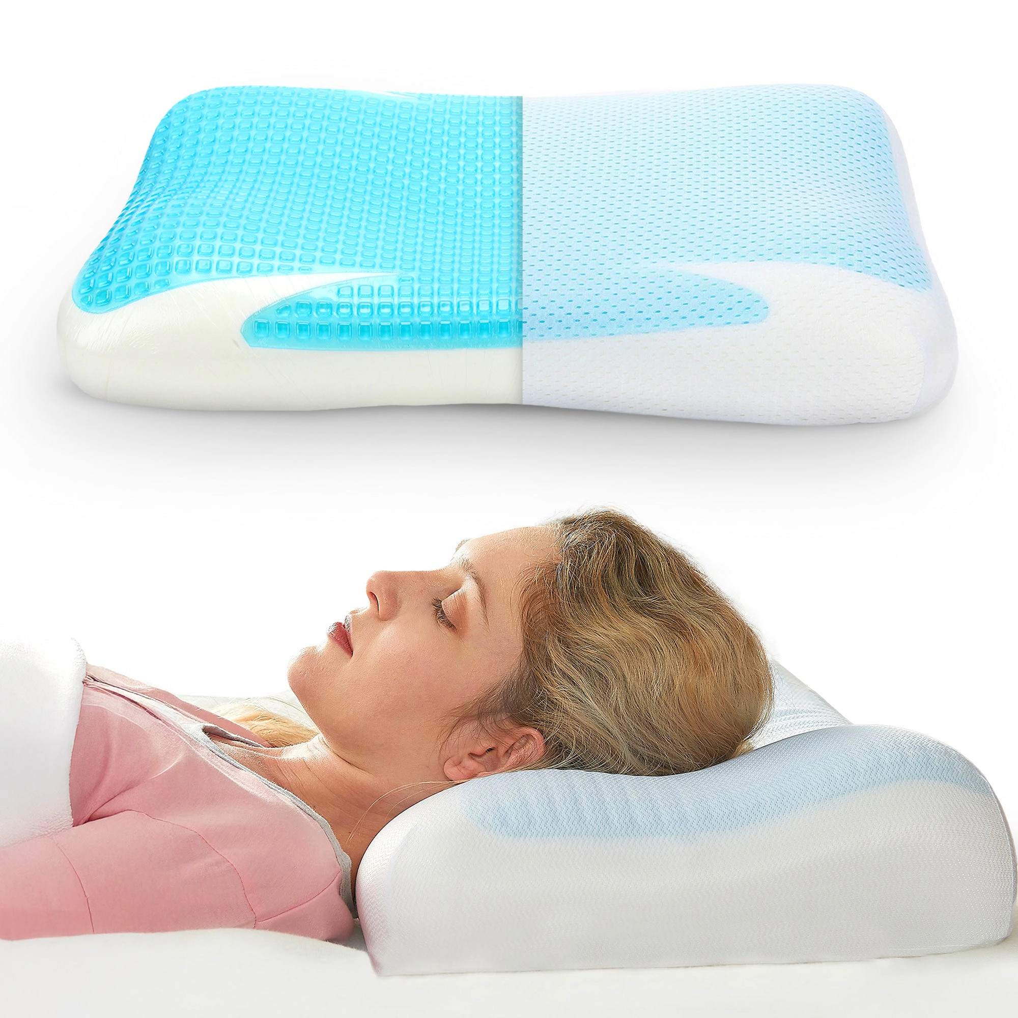 Cheer Collection Gel Memory Foam Cooling Pillow, 23"x14", Washable Cover