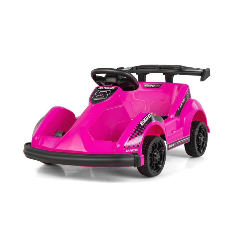 SUGIFT Kids Pink 6V Ride On Go-Kart with Parental Remote Safety Belt and USB Port 33.5-in W 15.7-in H