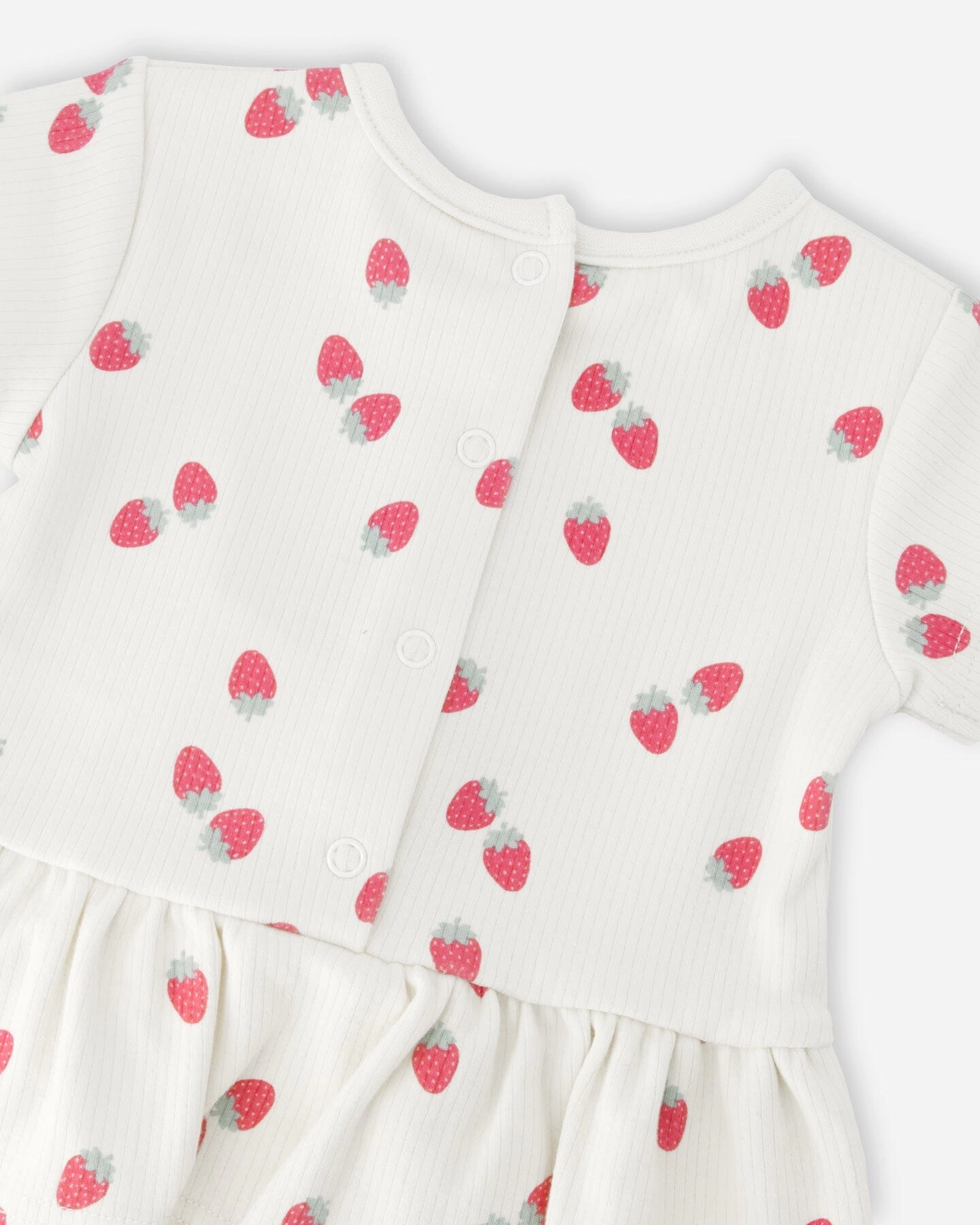 Deux par Deux Girls Cotton Rib Jersey Top and Short Set Printed Strawberries