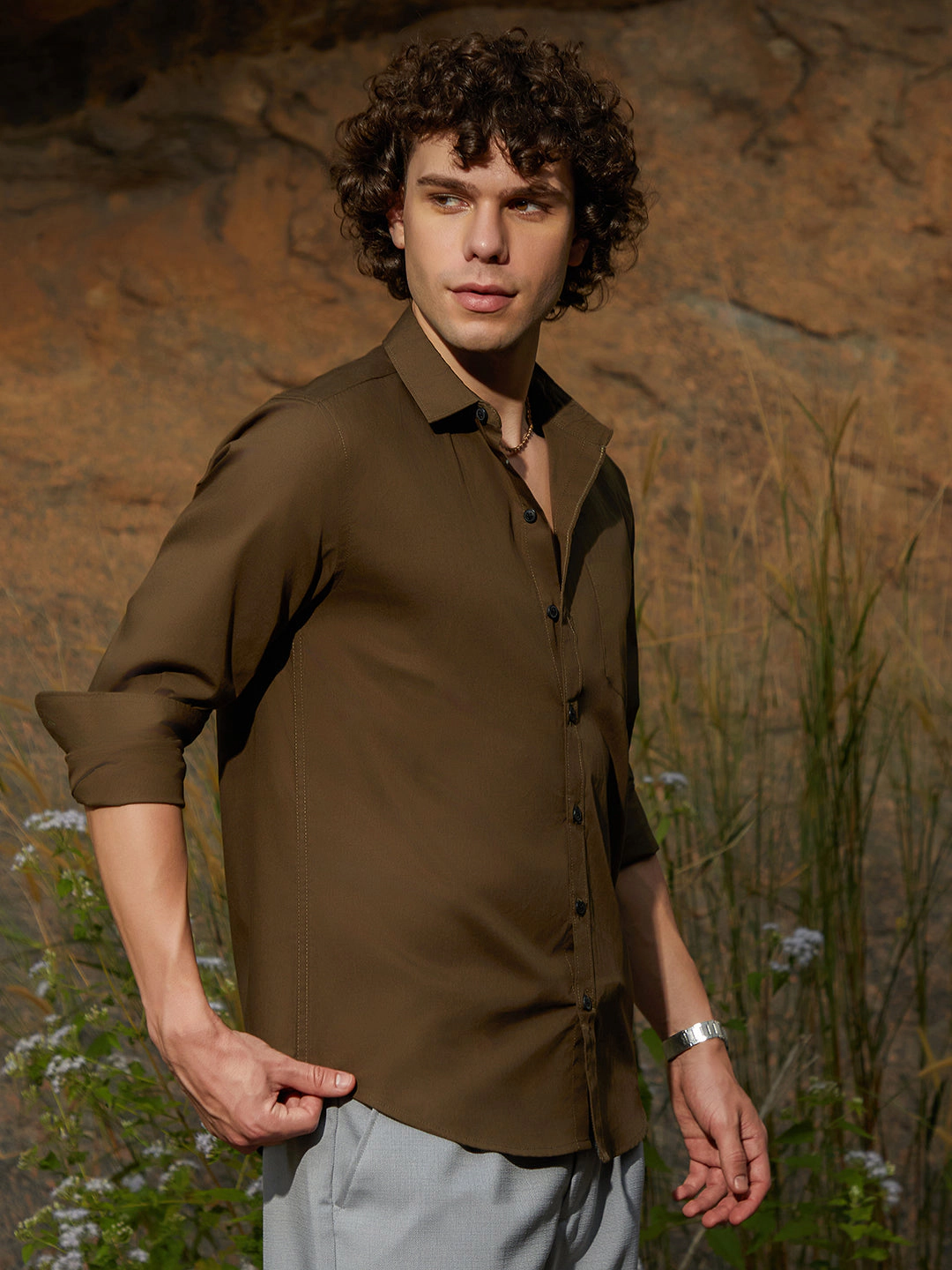 Cahoot Men's Solid Button-Up Shirt