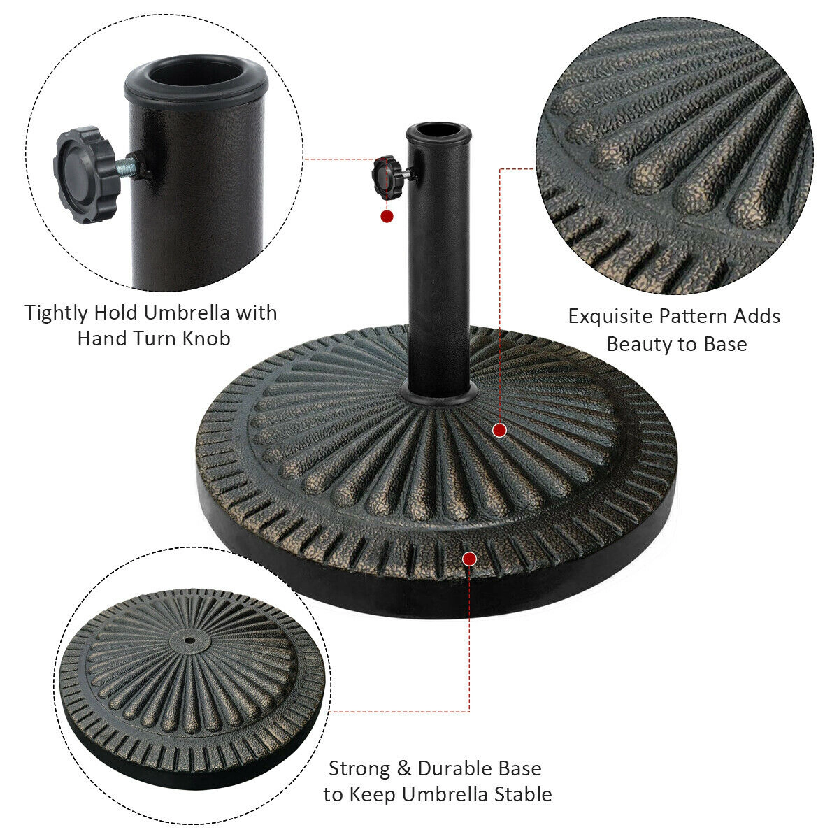 SlickBlue Round Outdoor Umbrella Stand with Adjustable Pole Holder