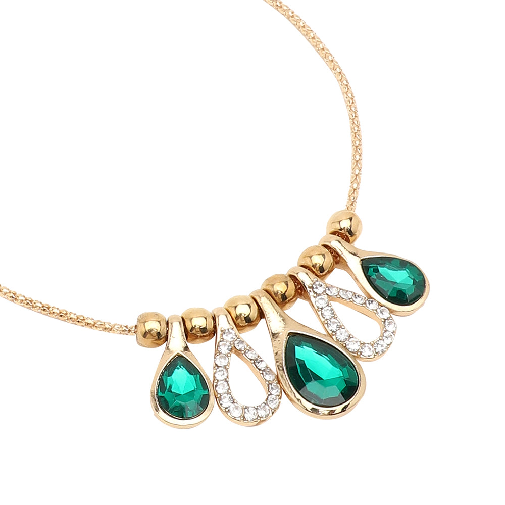 SOHI Women's Teardrop-Stone Statement Necklace