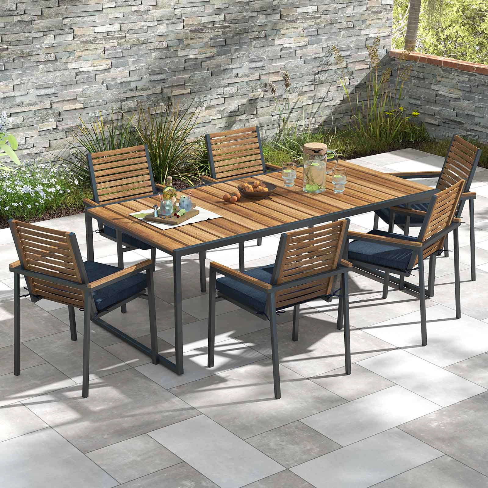 LJG Outdoor Chair Cushion Set of 2 Waterproof Fade-Resistant Olefin Seat Cushions