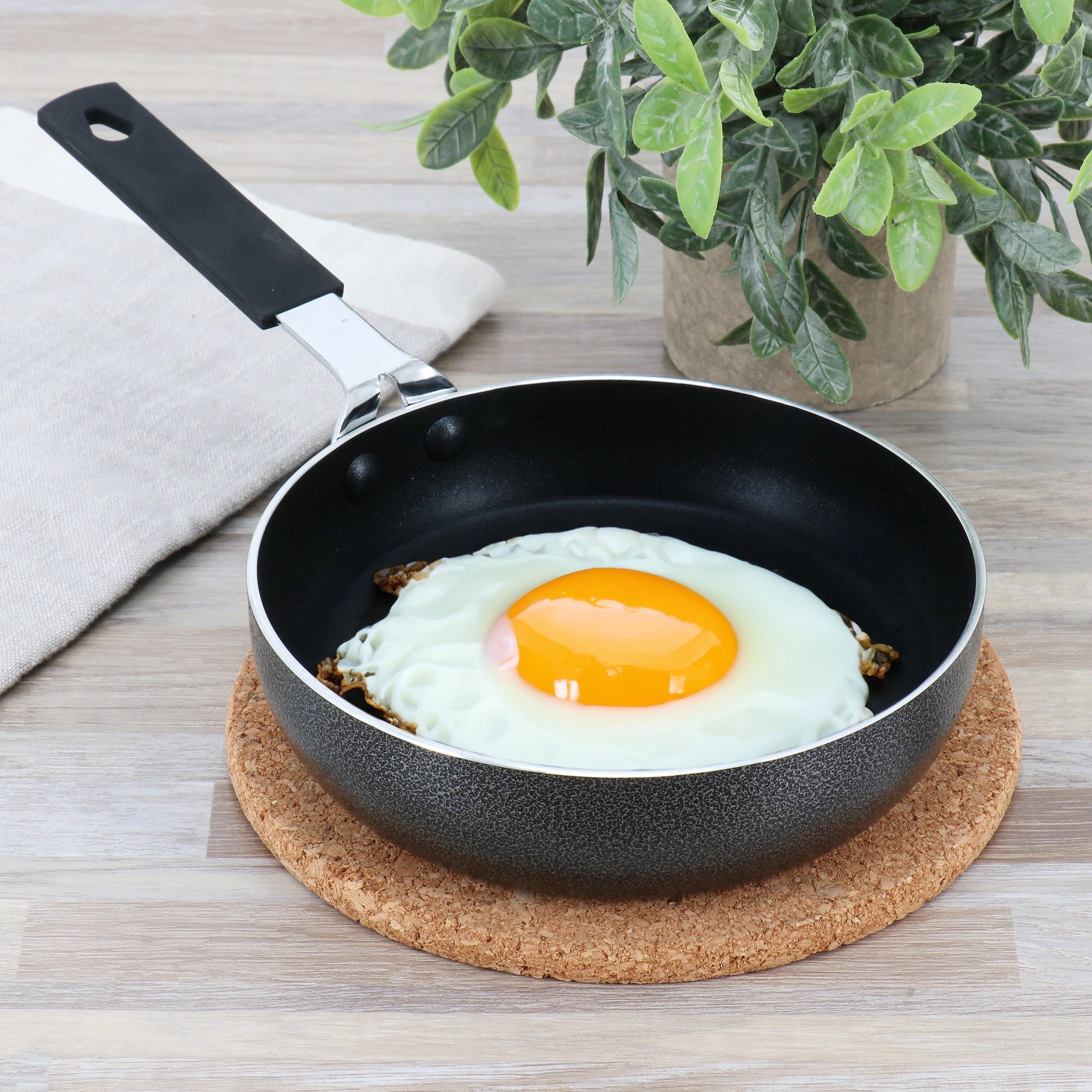 Oster Cambourne 6.5 Inch Aluminum Mini Frying Pan with Bakelite Handle in Black