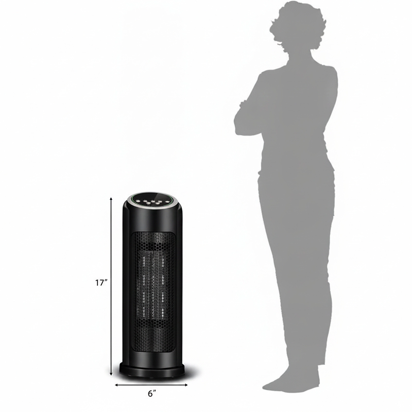 SUGIFT 1500W 120V Black Portable Oscillating PTC Ceramic Space Heater with LED Display and Remote Control