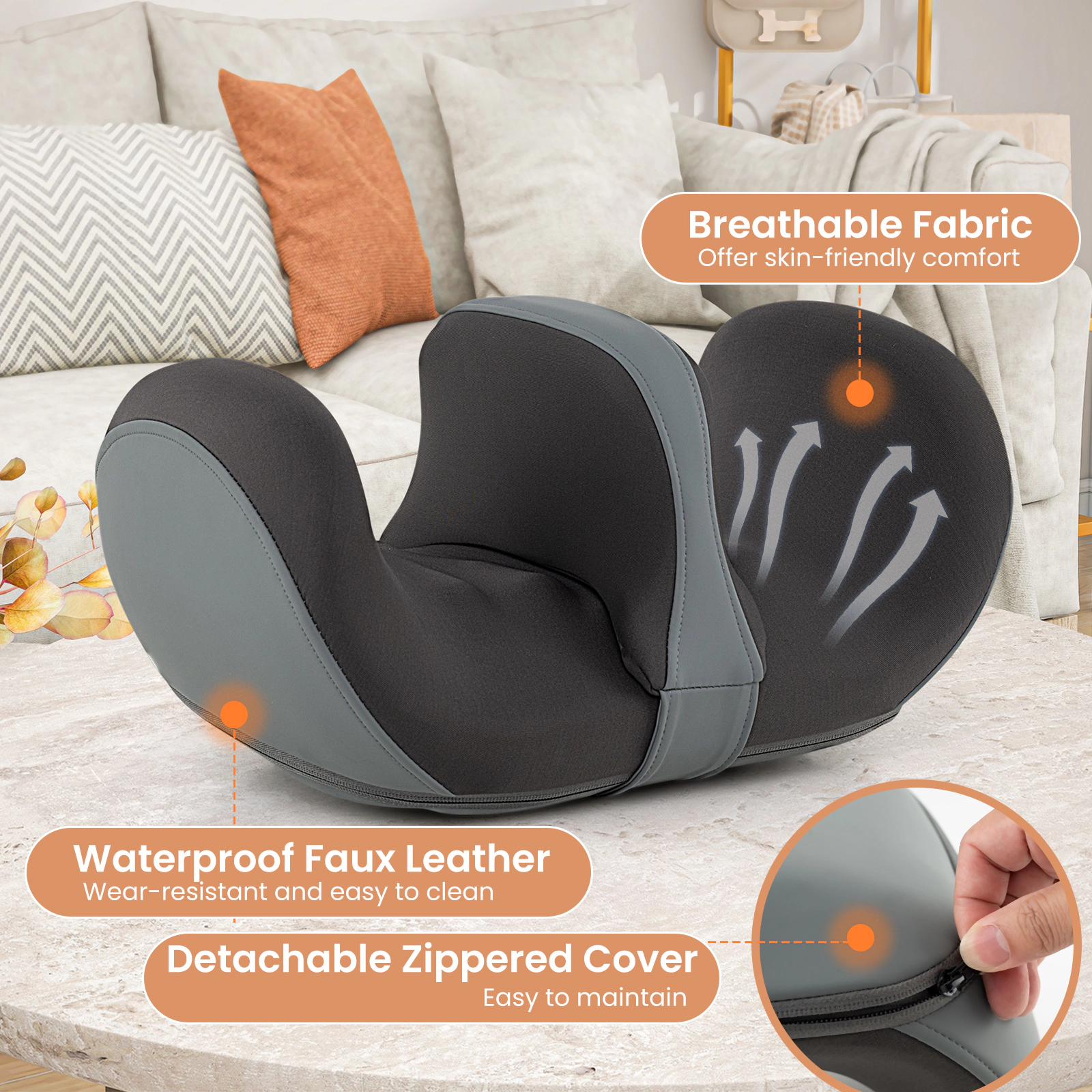 SUGIFT Shiatsu Foot and Calf Massager with Heat Kneading Nodes Vibration and Removable Partition Sponge