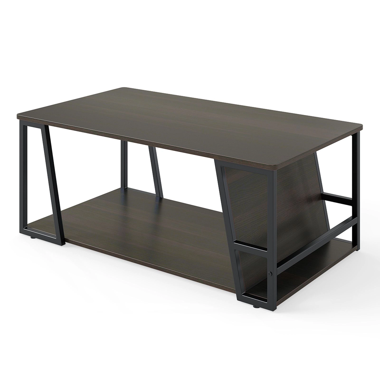 SlickBlue Industrial Coffee Table with Metal Frame and Storage