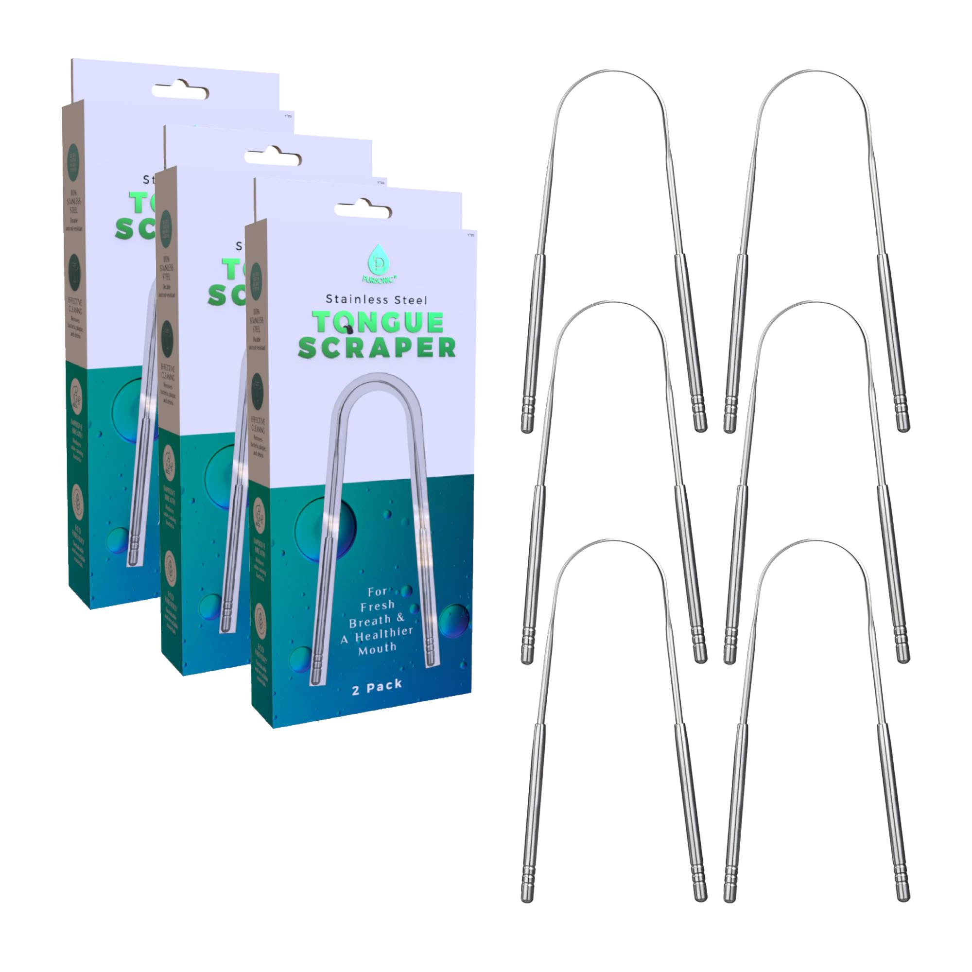 Pursonic Unisex Stainless Steel Tongue Scraper – For Fresh Breath & a Healthier Mouth