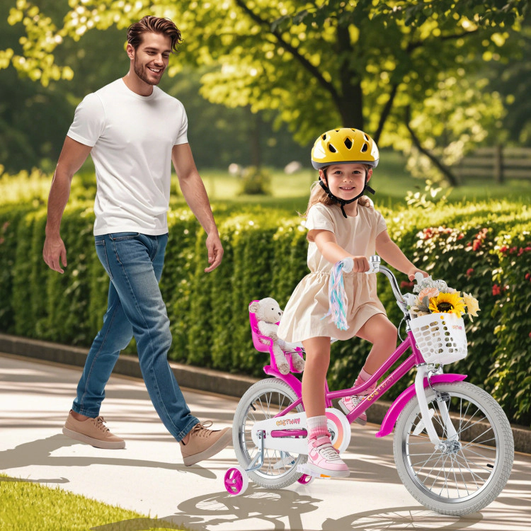Hivvago Kids Bike 18 Inch with Training Wheels and 2 Brake System for 3-8 Years Old