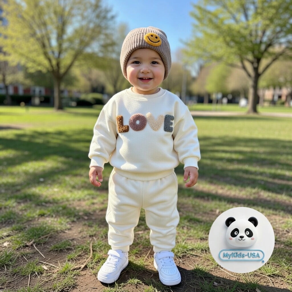 MyKids-USA LOVE Graphic Hoodies Combo Pants Kids Valentine's Day Sets