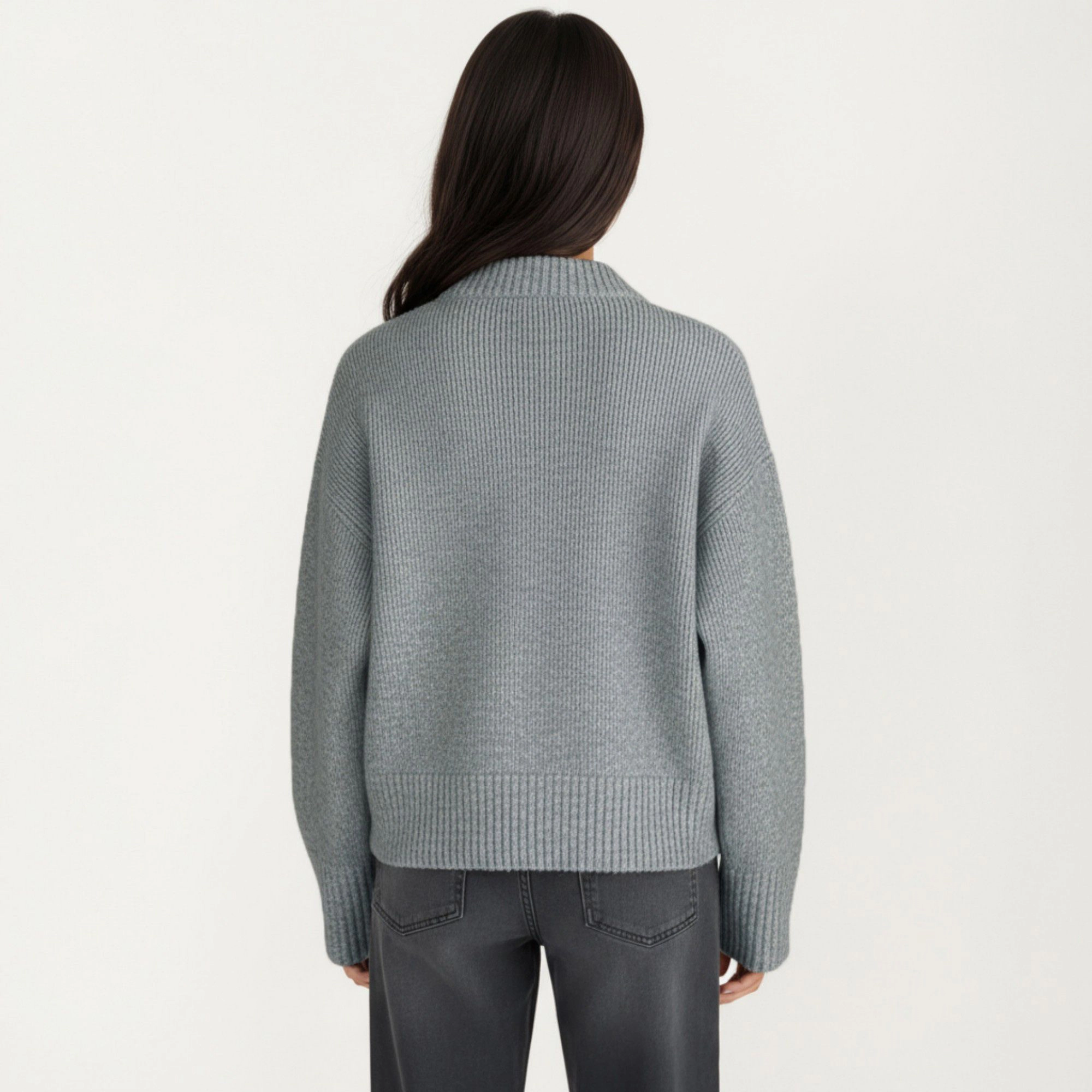 Anna-Kaci Women's Zip Front Rib Knit Pullover Top with Structured Cuffs and Textured Hem for a Clean Modern Finish