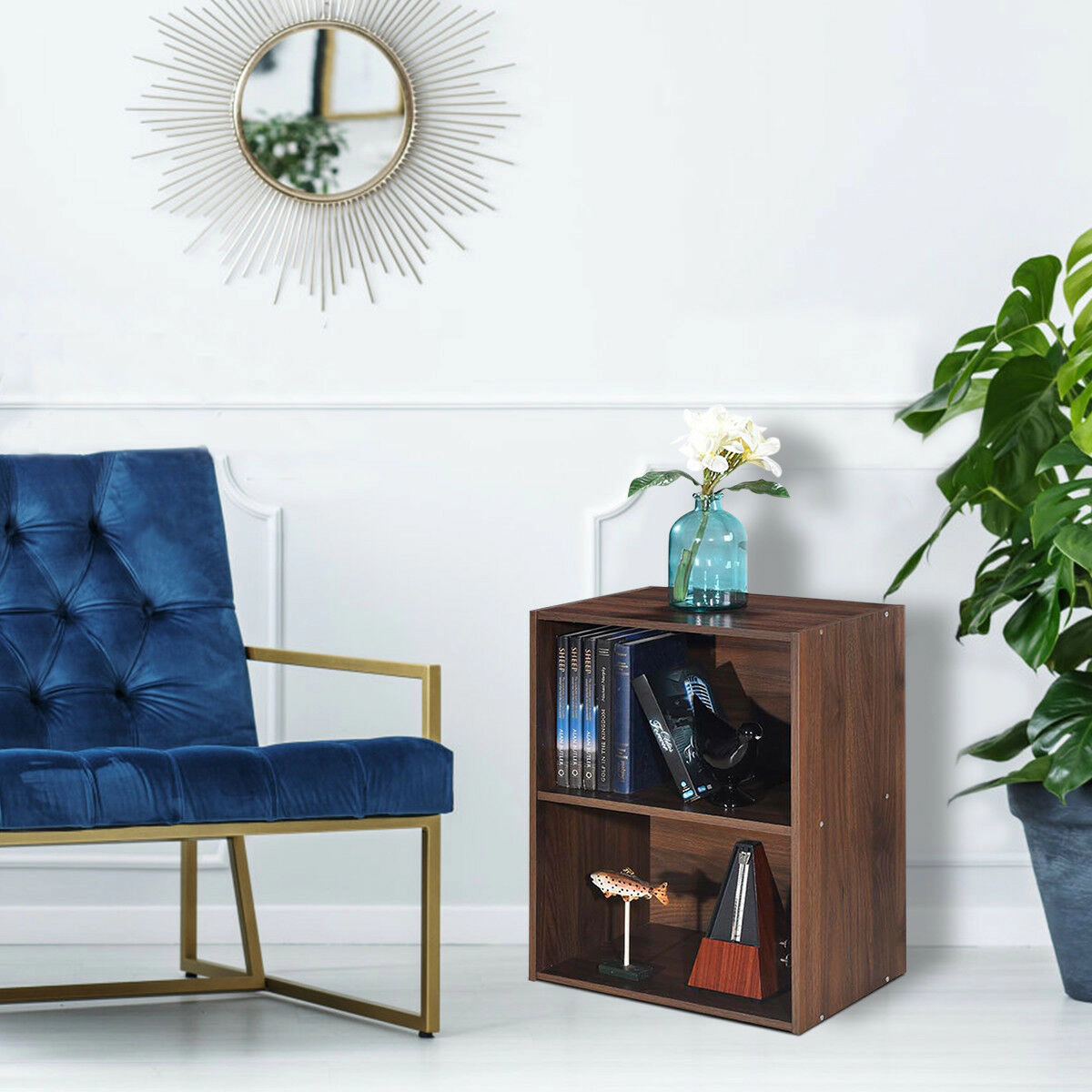 Costway 2PCS 2-Cube Bookcase with Adjustable Shelf Freestanding