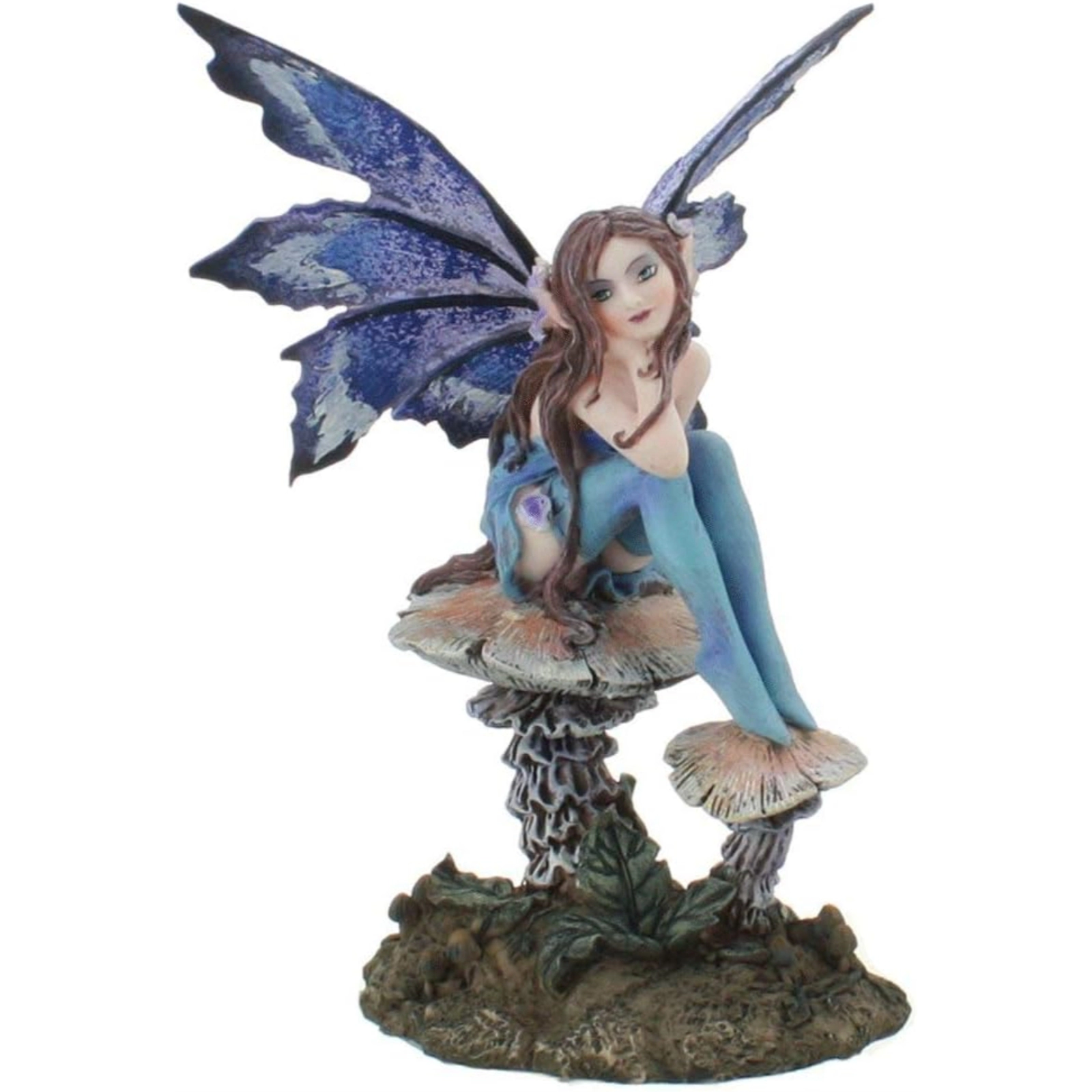 Pacific Giftware Amy Brown Forest Willow Nice Fairy Sitting On Wild Giant Mushroom Stool Statue 6.25 inch