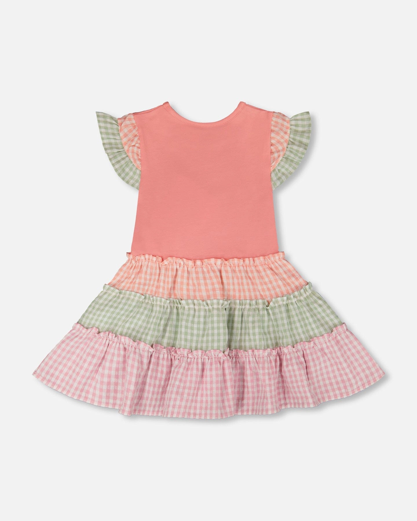 Deux par Girls Organic Cotton Bi-Material Dress and Gingham