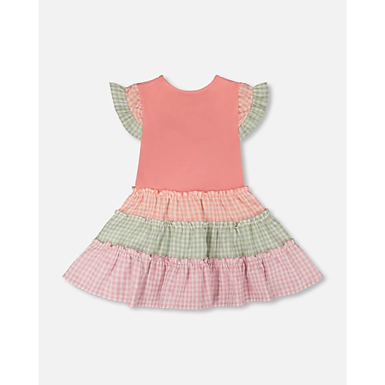 Deux par Deux Girls Organic Cotton Bi-Material Dress and Gingham