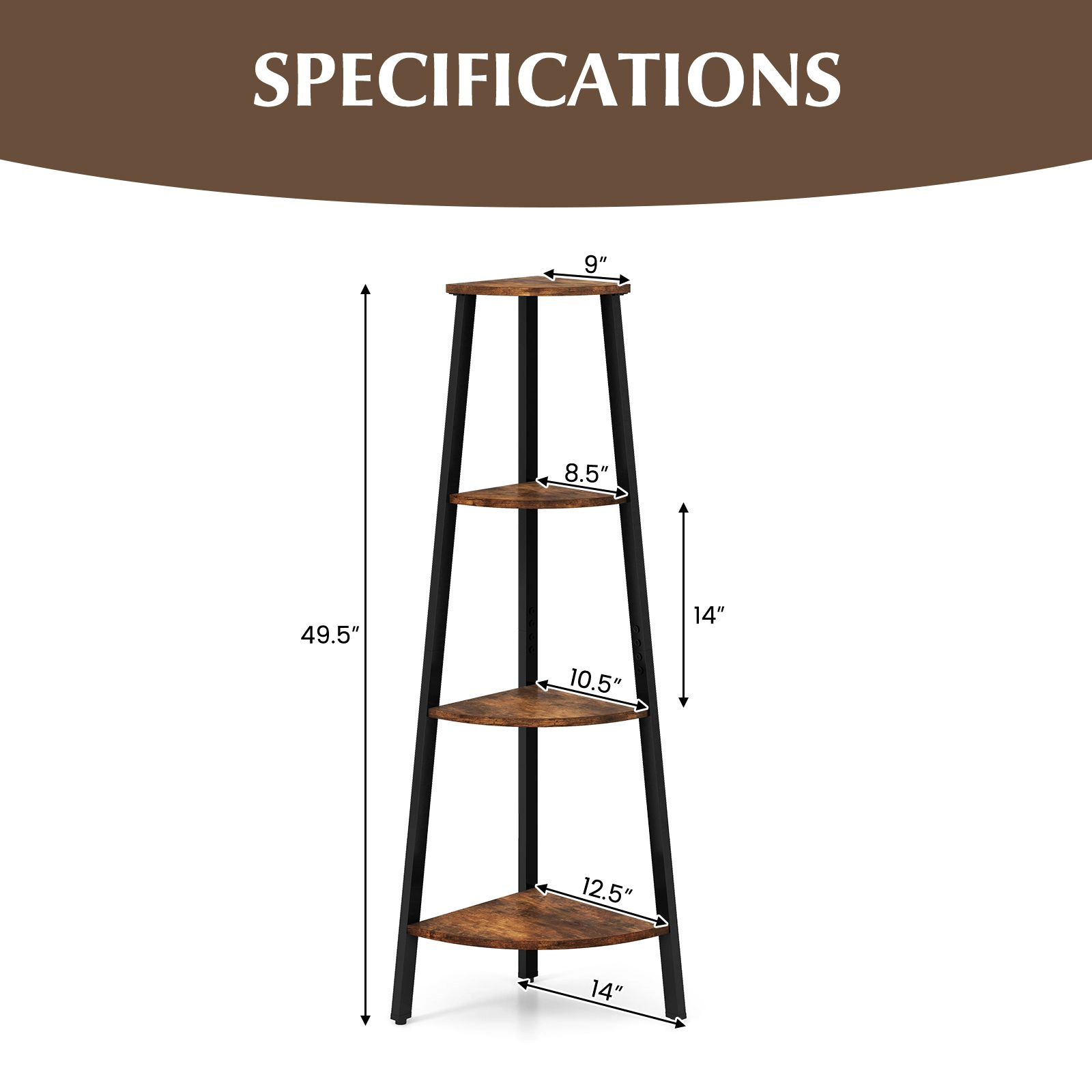 SlickBlue Modern 4-Tier Corner Bookshelf with Open Display Shelves