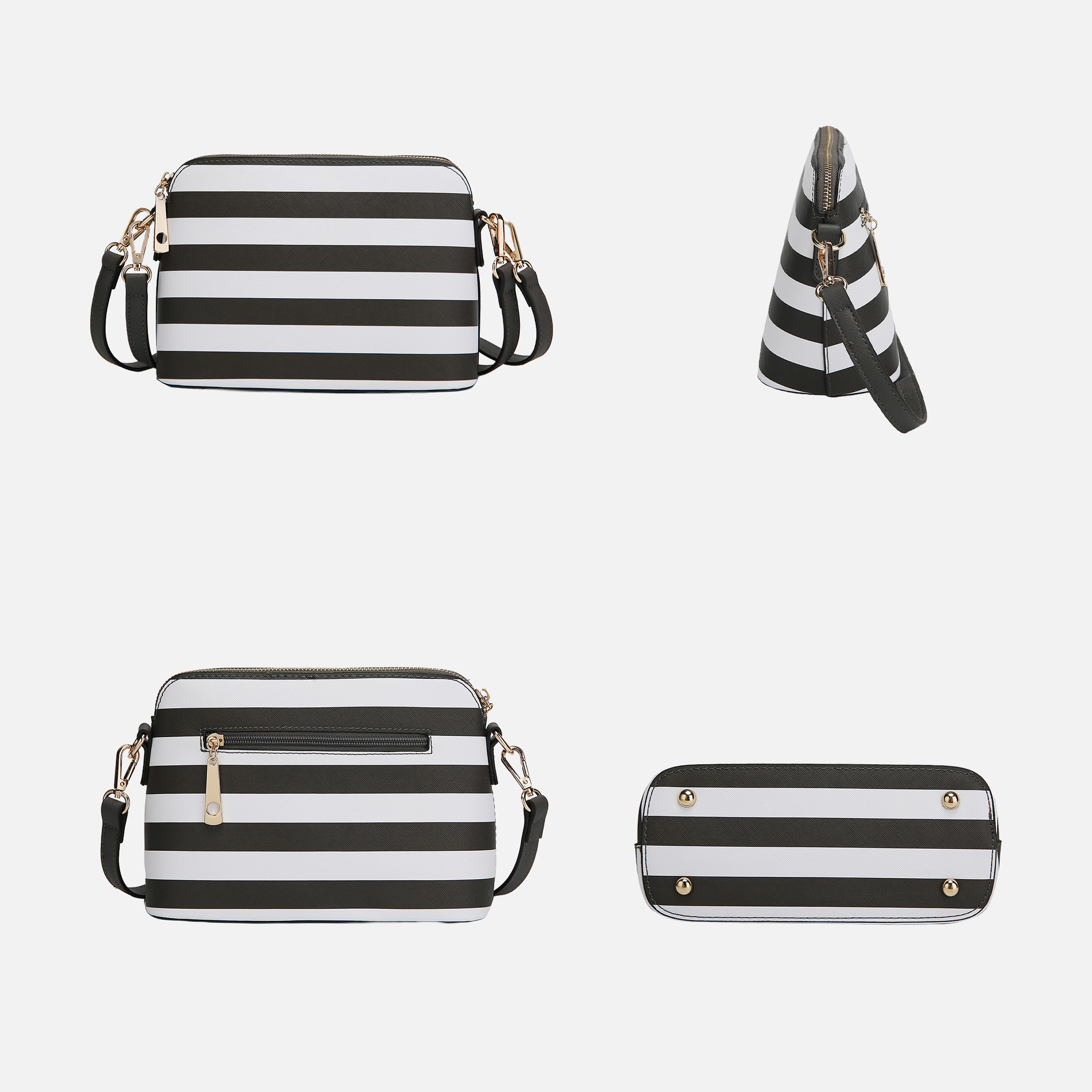 Mia K Collection Faux Leather Crossbody Bag with Gold-Tone Hardware