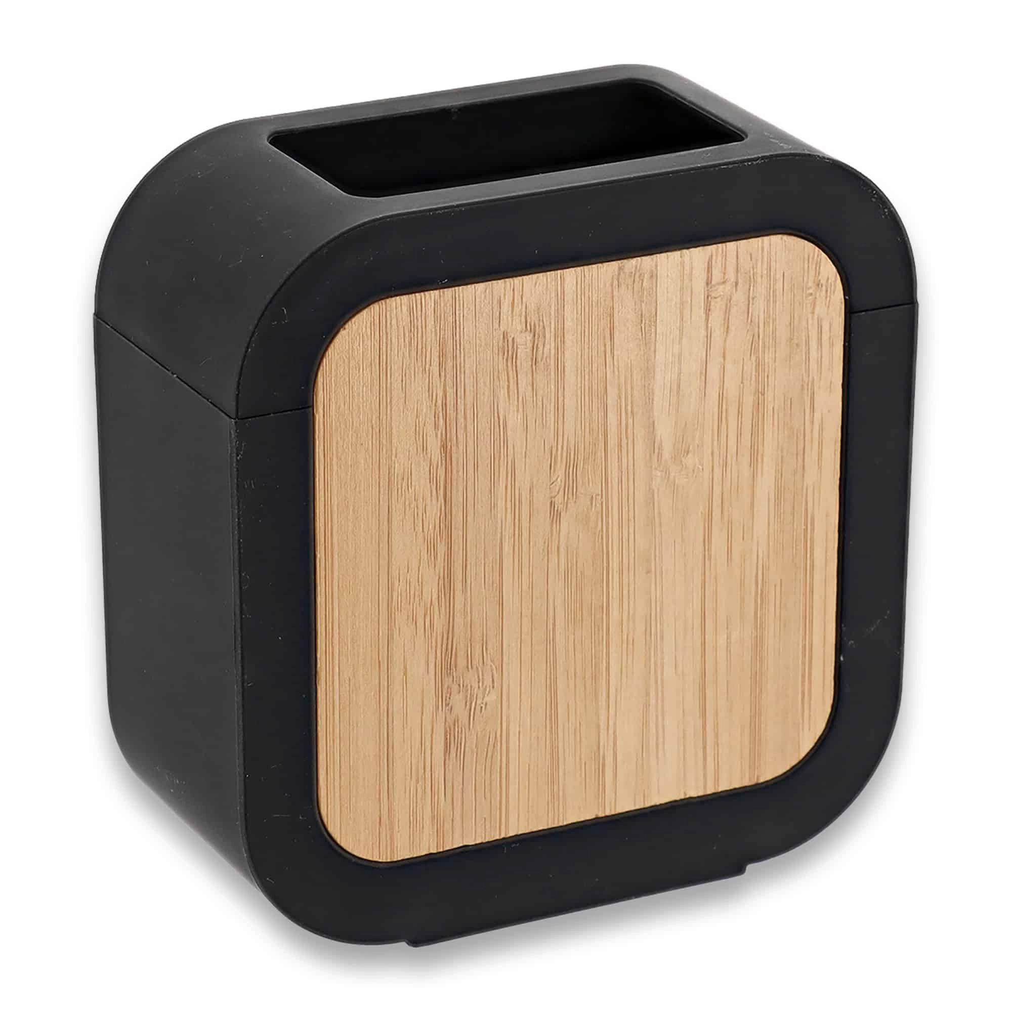 Evideco French Home Goods Urban Compact Toothbrush Holder - Rubber Body with Natural Wood Accent