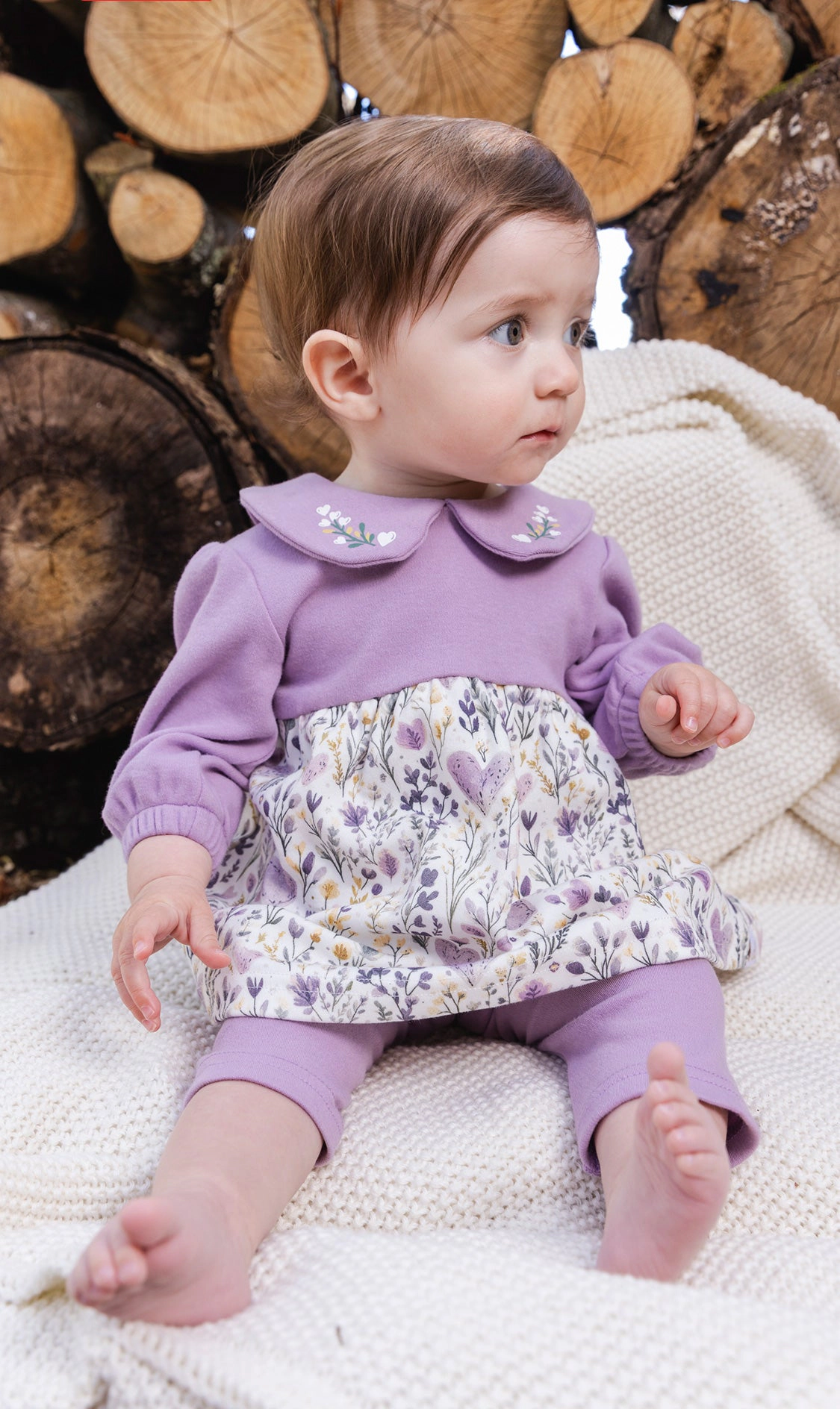 Deux par Girls Organic Cotton Dress and Legging Set with Heart Print