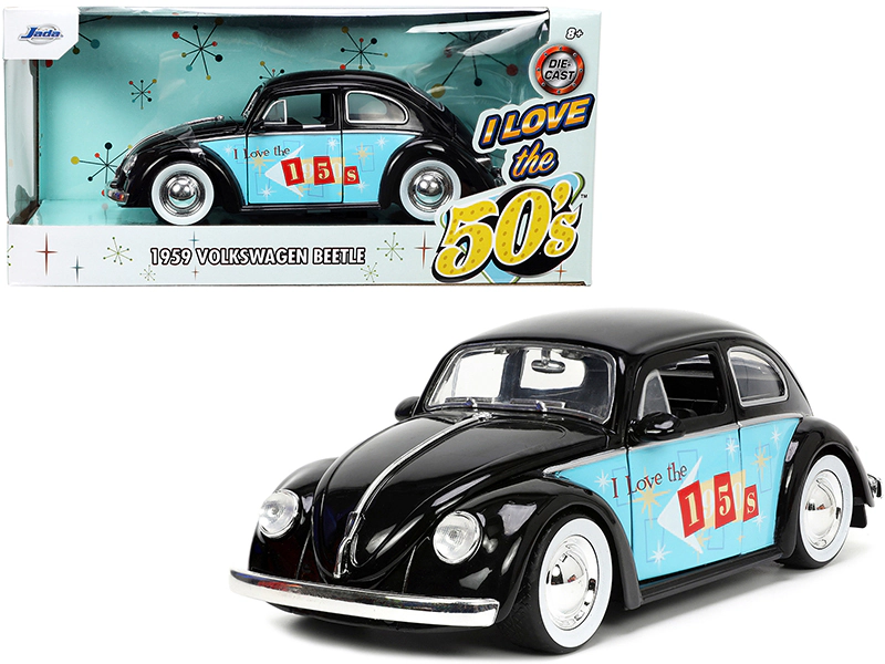 Jada 1959 Volkswagen Beetle Black with Graphics "I Love the 50's" Series 1/24 Diecast Model Car by Jada