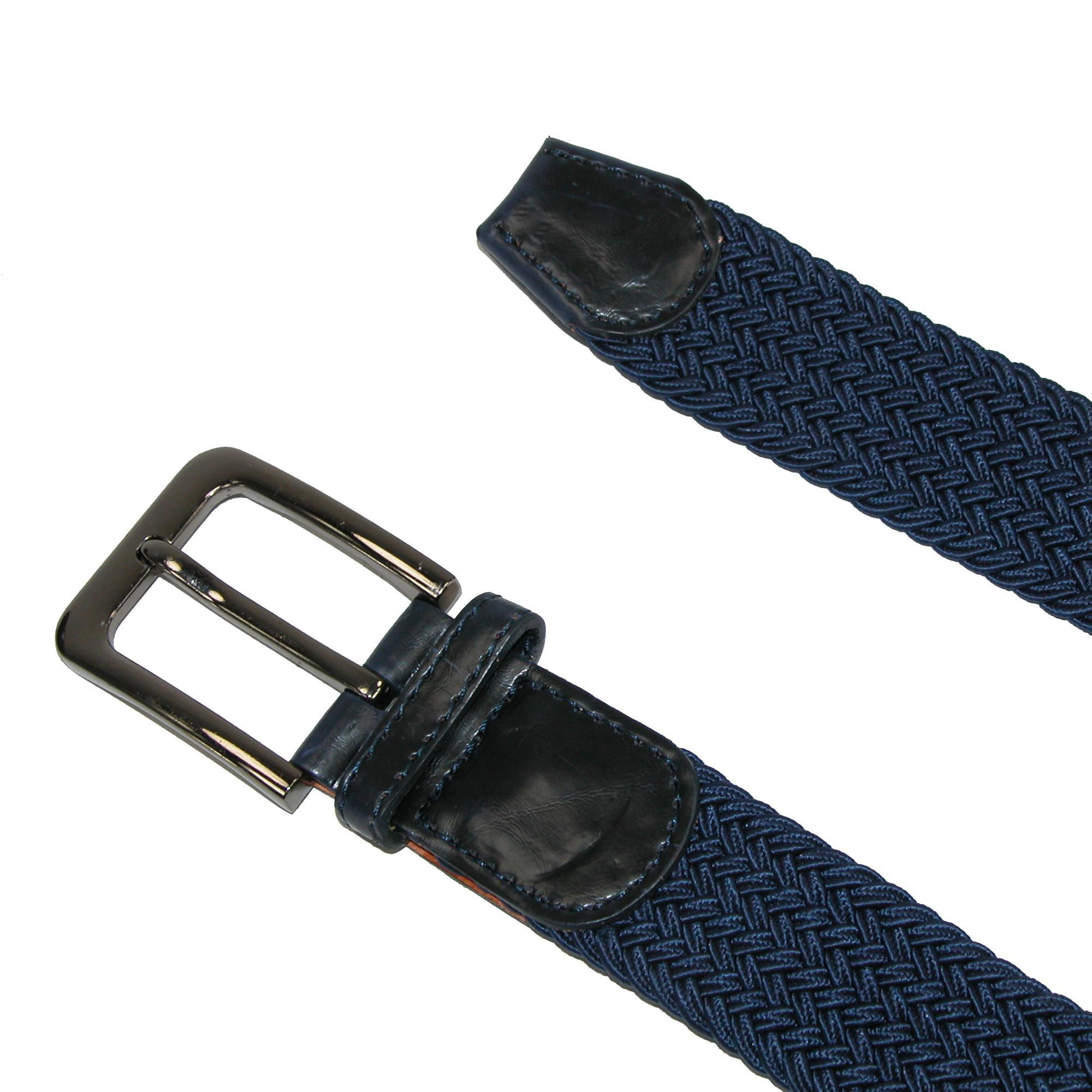 CTM Men's Big & Tall Elastic Braided Stretch Belt with Silver Buckle