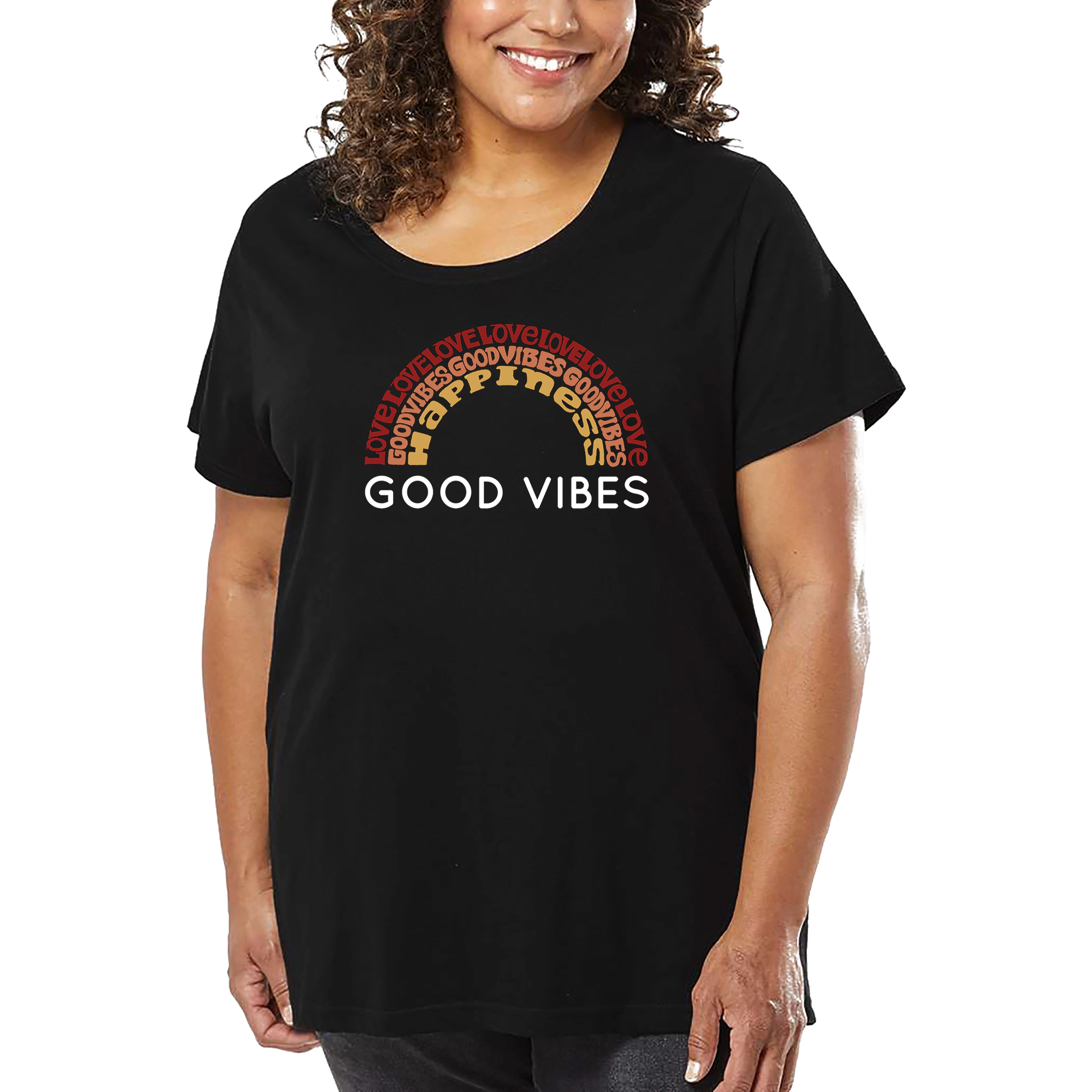LA Pop Art Women's Plus Word T-Shirt - Good Vibes