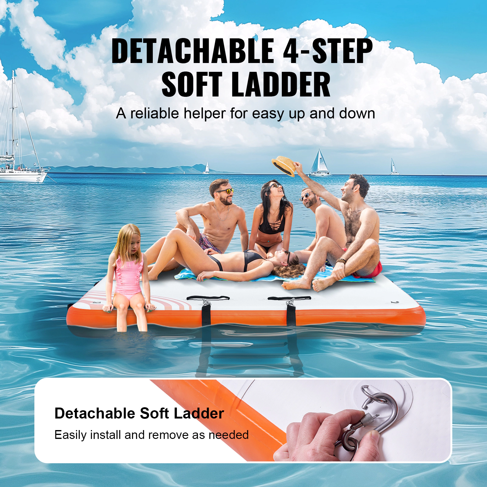 HONGGE Inflatable Floating Dock Inflatable Dock Platform Non-Slip Water Floating Dock Mat with Portable Carrying Bag &