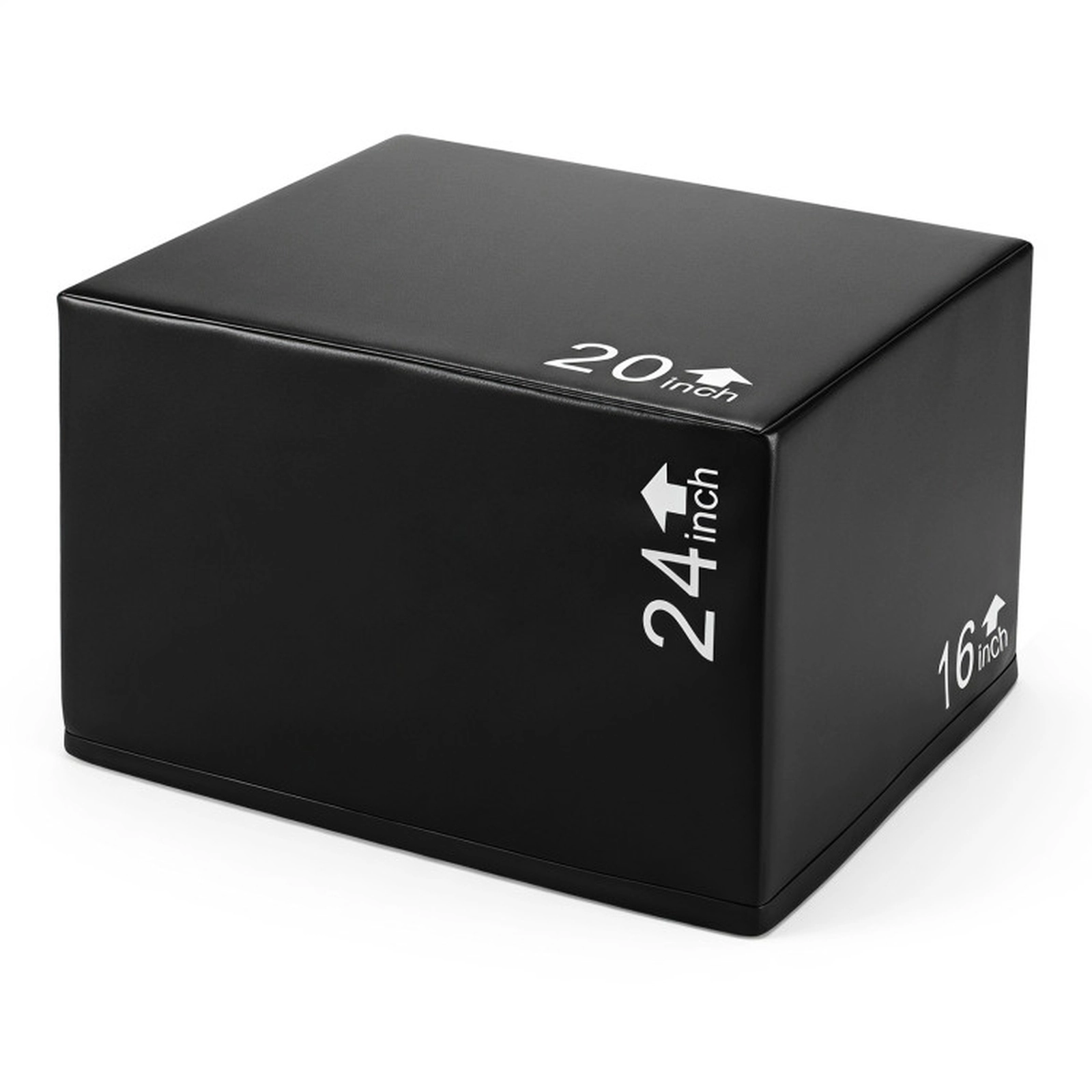 SUGIFT 3-in-1 Black Foam Plyo Box with Anti-Slip PU Cover 24-in W 20-in D 16-in H 330-lb Platform Capacity