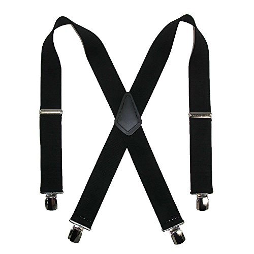 CTM Men's Terry Casual Elastic with Anti Slip Pin Clip 2 Inch Suspenders