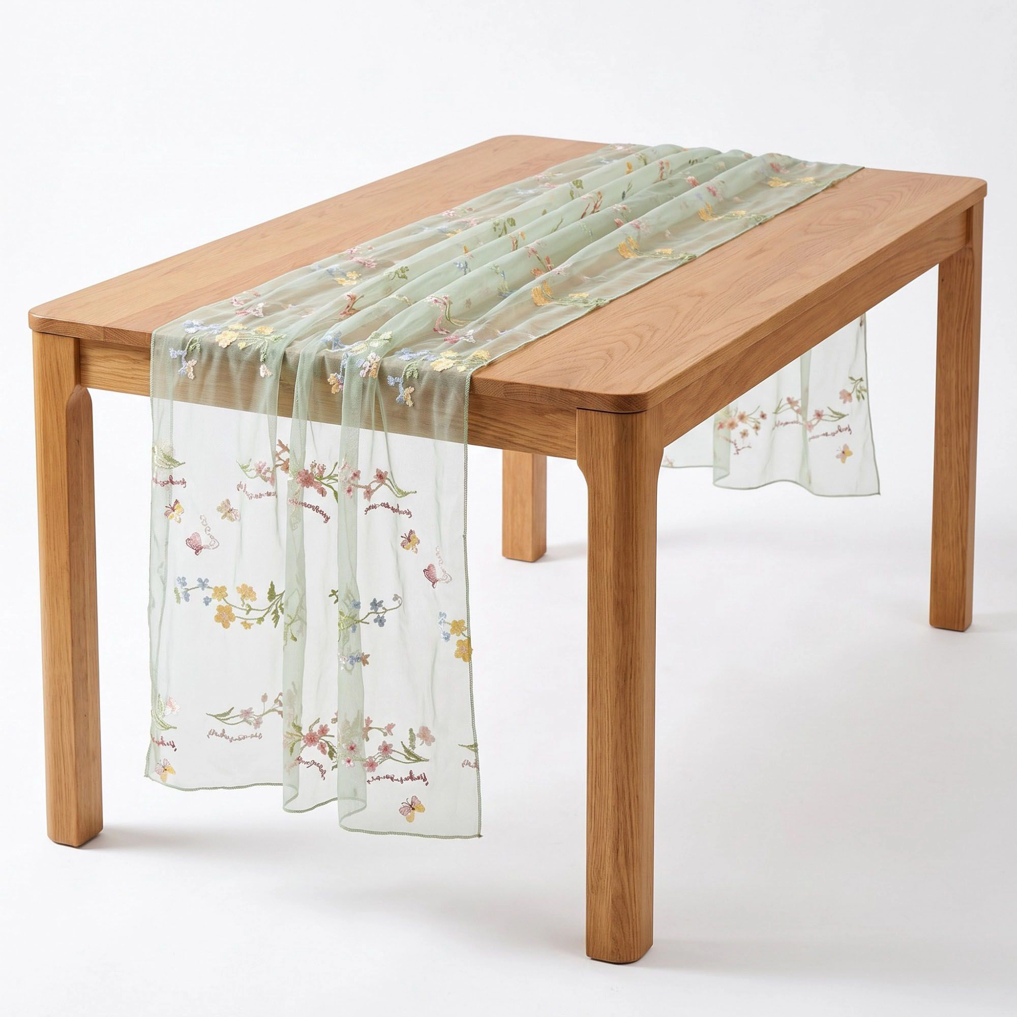 Alilang Unisex Sheer Floral Embroidered Table Runner 29.5x70.9in