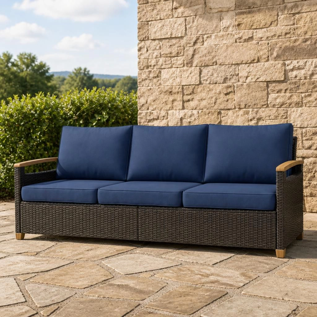 WOW PIONEER Outdoor Wicker Patio Bench