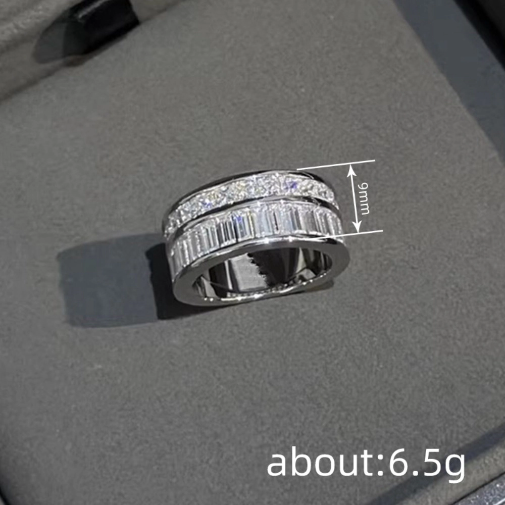 Elegant Double Row Drilling Ring for Women Wedding Band Ring
