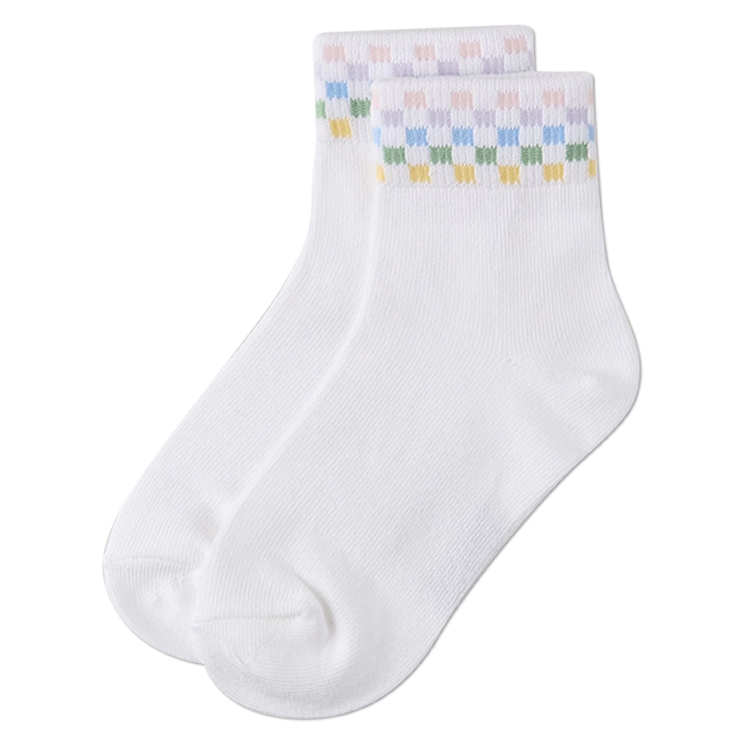 Memoi Girls "Pastel Race Car"-Themed Cotton-Rich Crew Sock