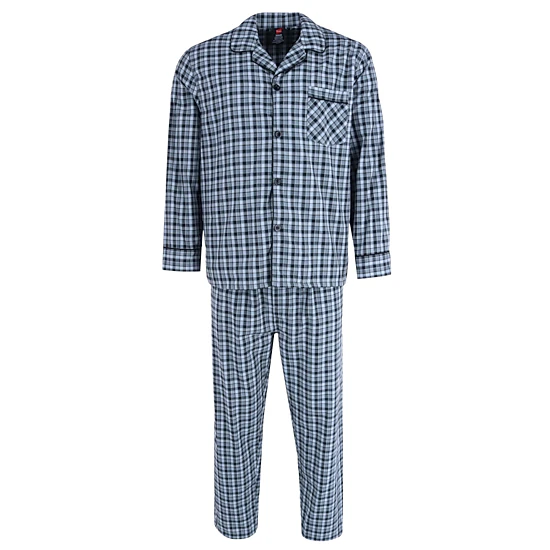 Hanes Men's Broadcloth Long Sleeve Pajama Set