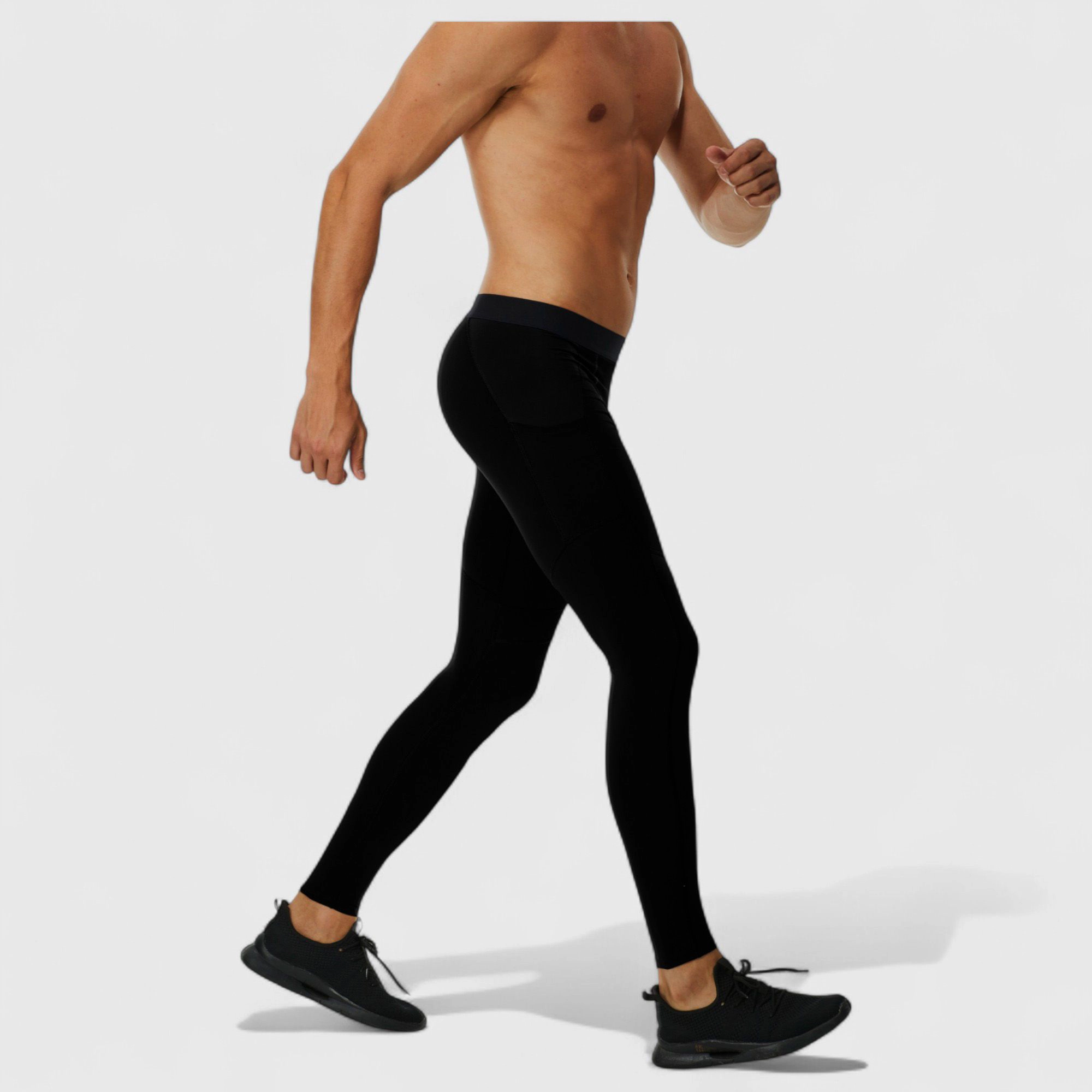 Anna-Kaci Men's Compression Leggings with Wide Waistband and Side-Pocket