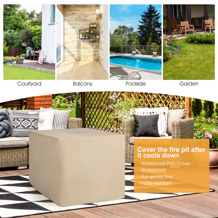Hivvago 9 Pieces Outdoor Wicker Sectional With 35 Inch Gas Fire Pit Table