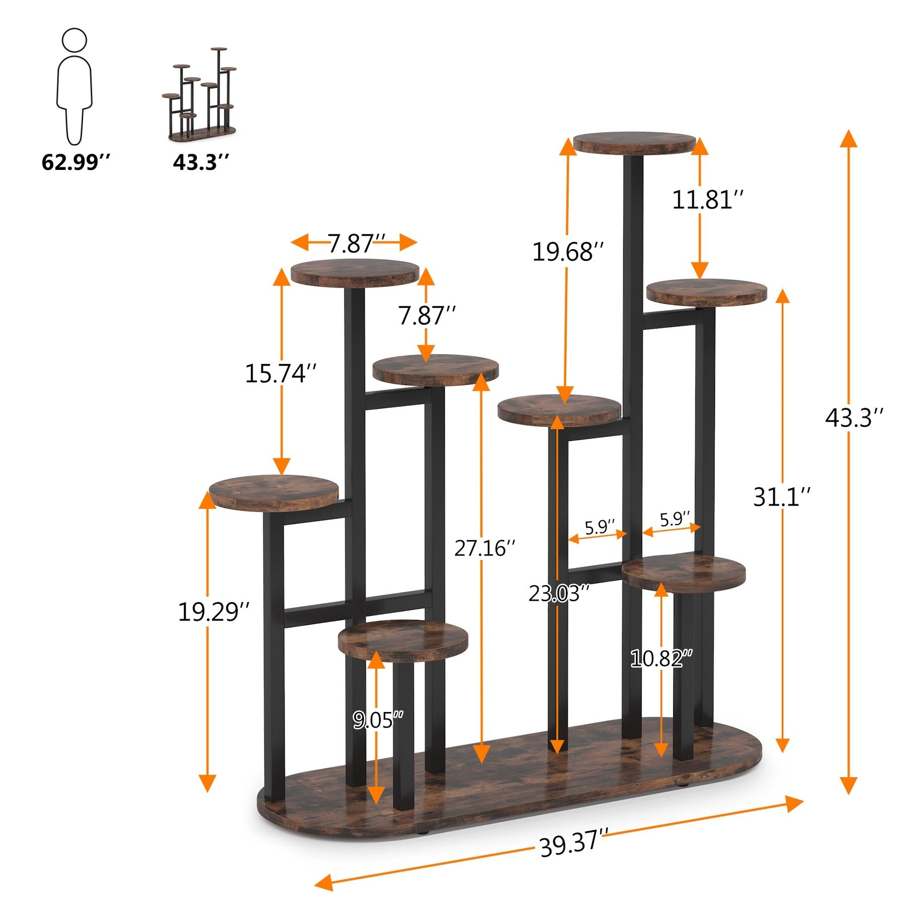 Tribesigns Multi-Tiered Plant Stand, 11 Potted Plant Shelf Flower Stands