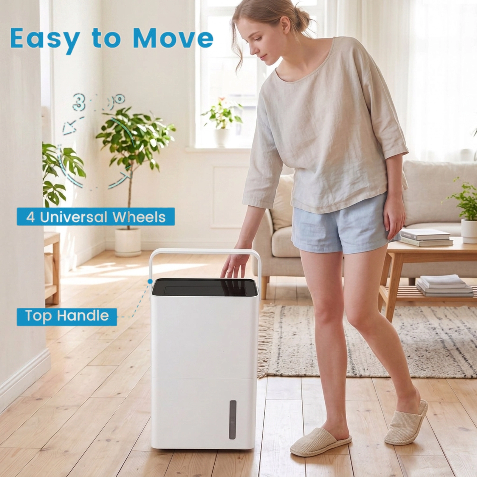 SUGIFT 80-Pint 4000-sq ft Coverage White Compressor Dehumidifier with Drain Hose and Child Lock