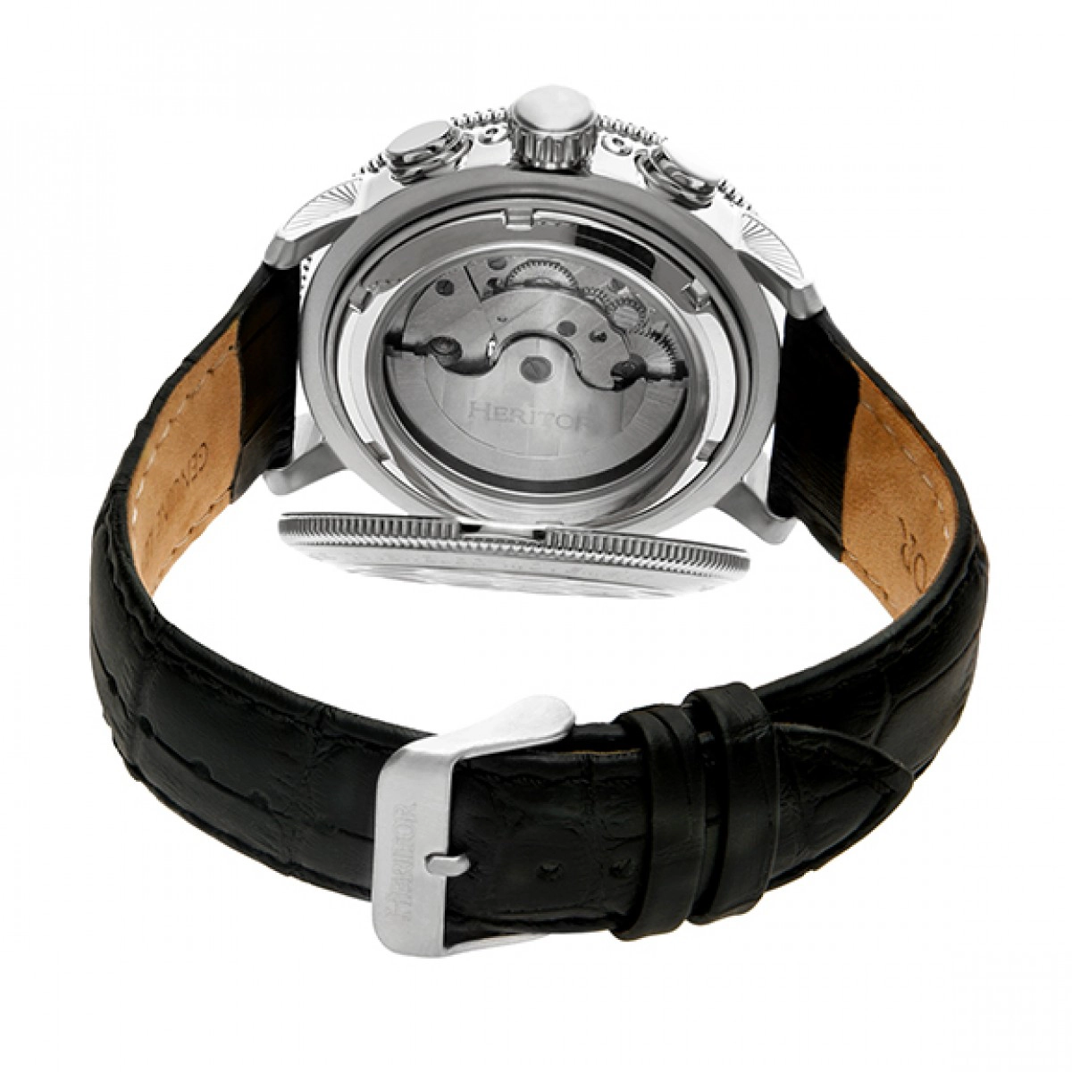 Heritor Automatic Aura Men's Semi-Skeleton Leather-Band Watch