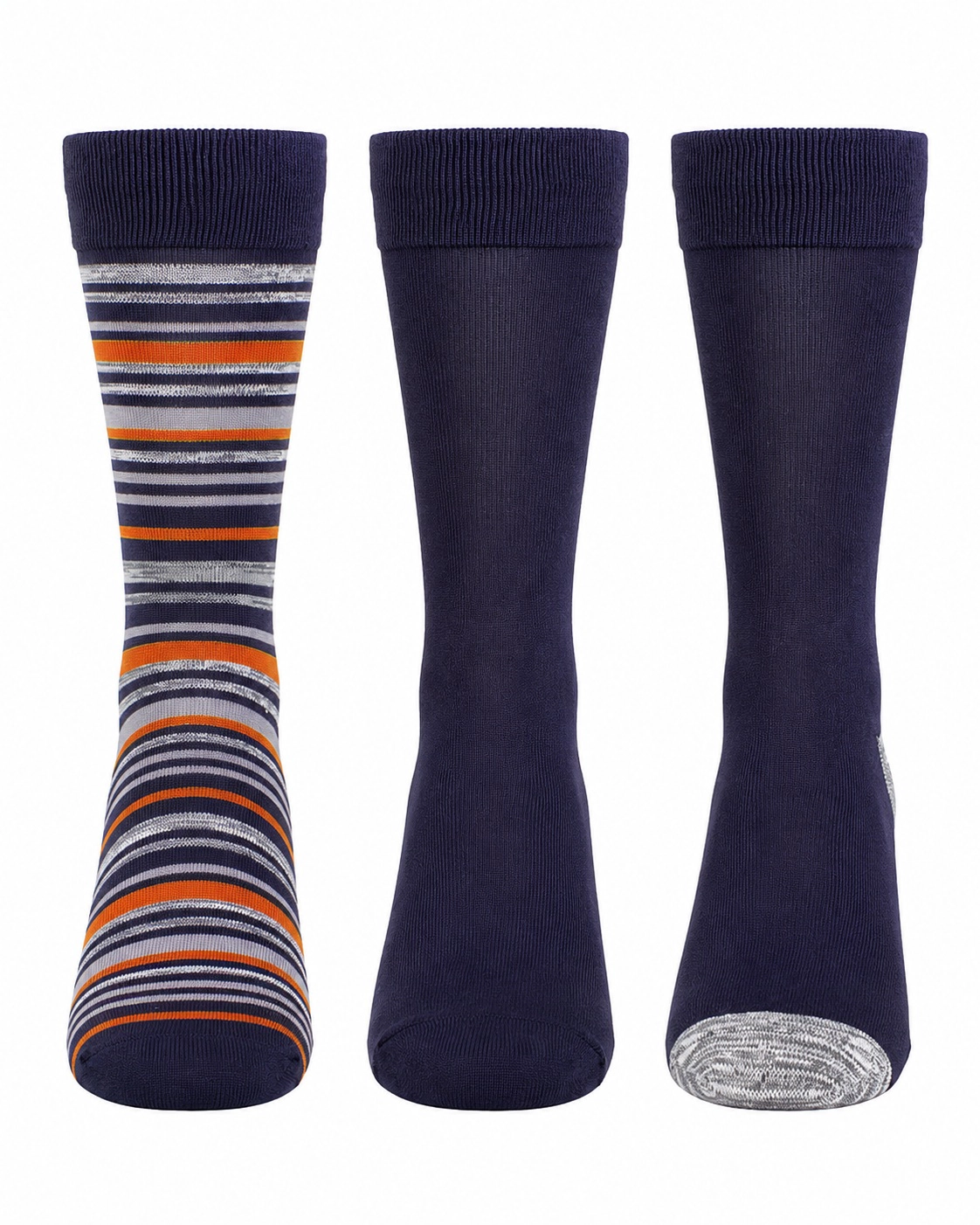 MeMoi 3 Pair Men's Buttersoft Crew Socks - Multicolor Stripes and Solids