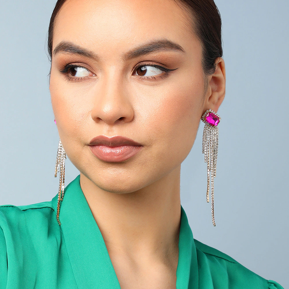 SOHI Women's Pink Bling Drop Earrings