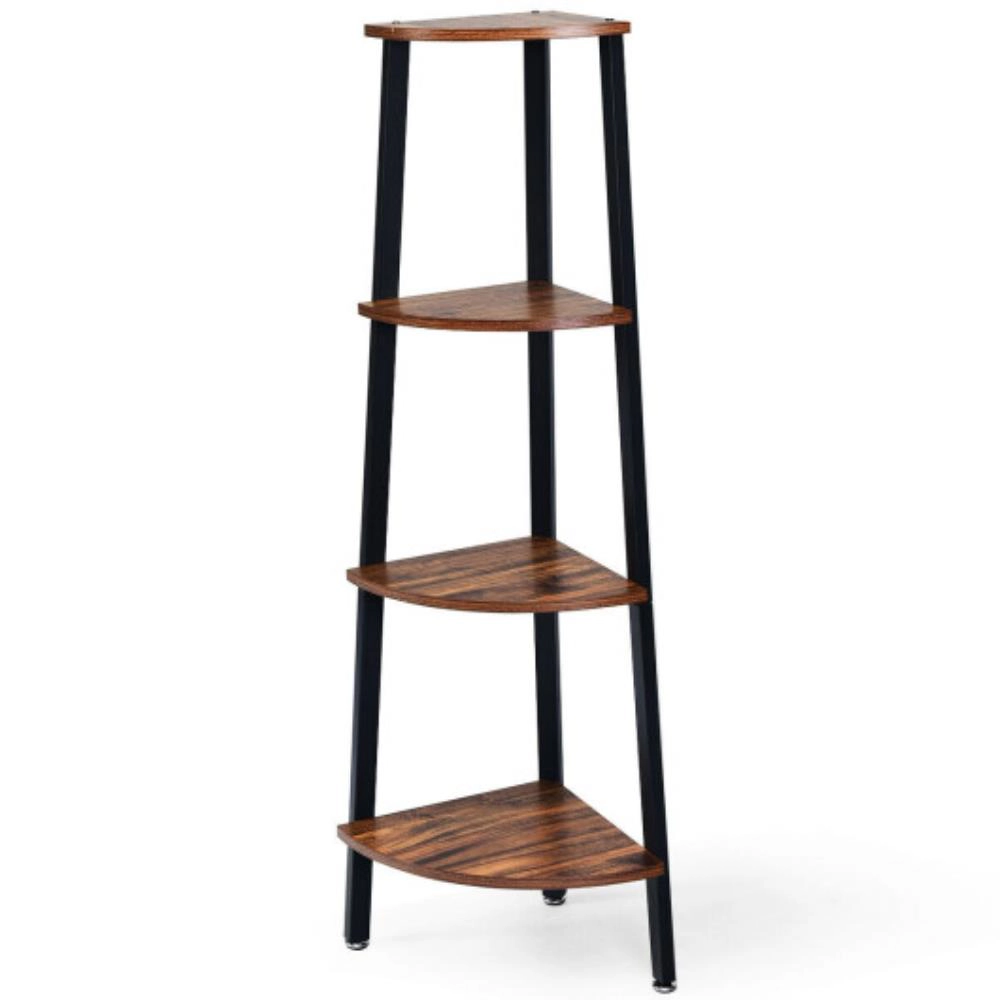 Hivvago 4-Tier Corner Shelf Metal Storage Rack Domestic Bookcase