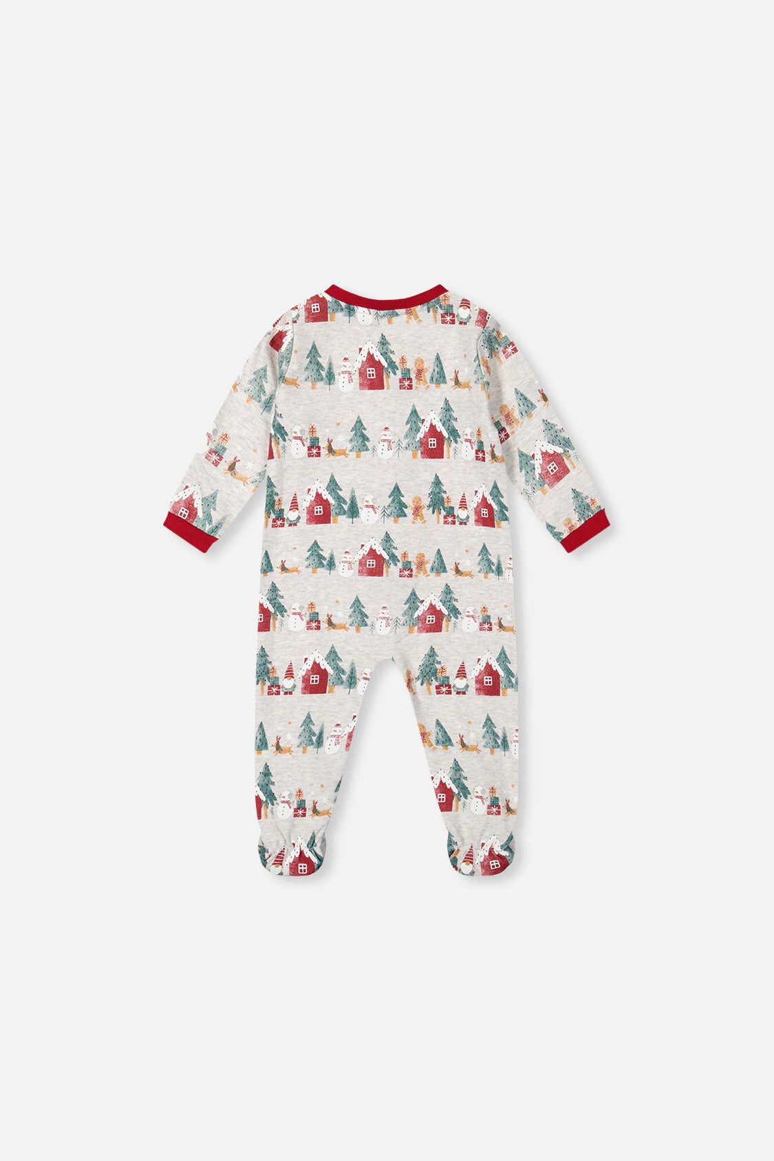 Deux par Unisex Organic Cotton Footed Zip Front One Piece Christmas Print Pajama